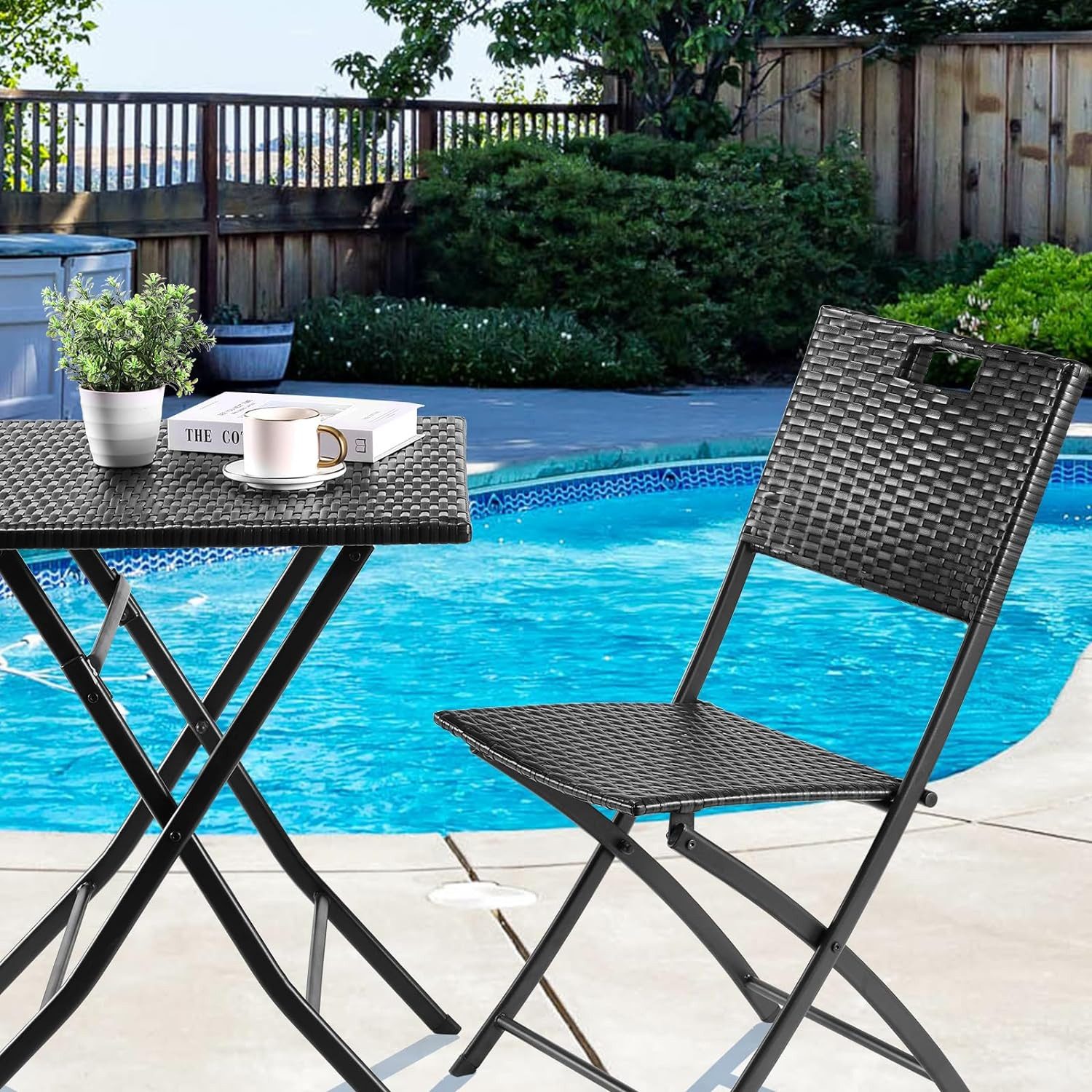 TLGREEN Balkonset Gartentisch- und Stuhlset, Gartenmöbel Set 3-teilige,Klap günstig online kaufen