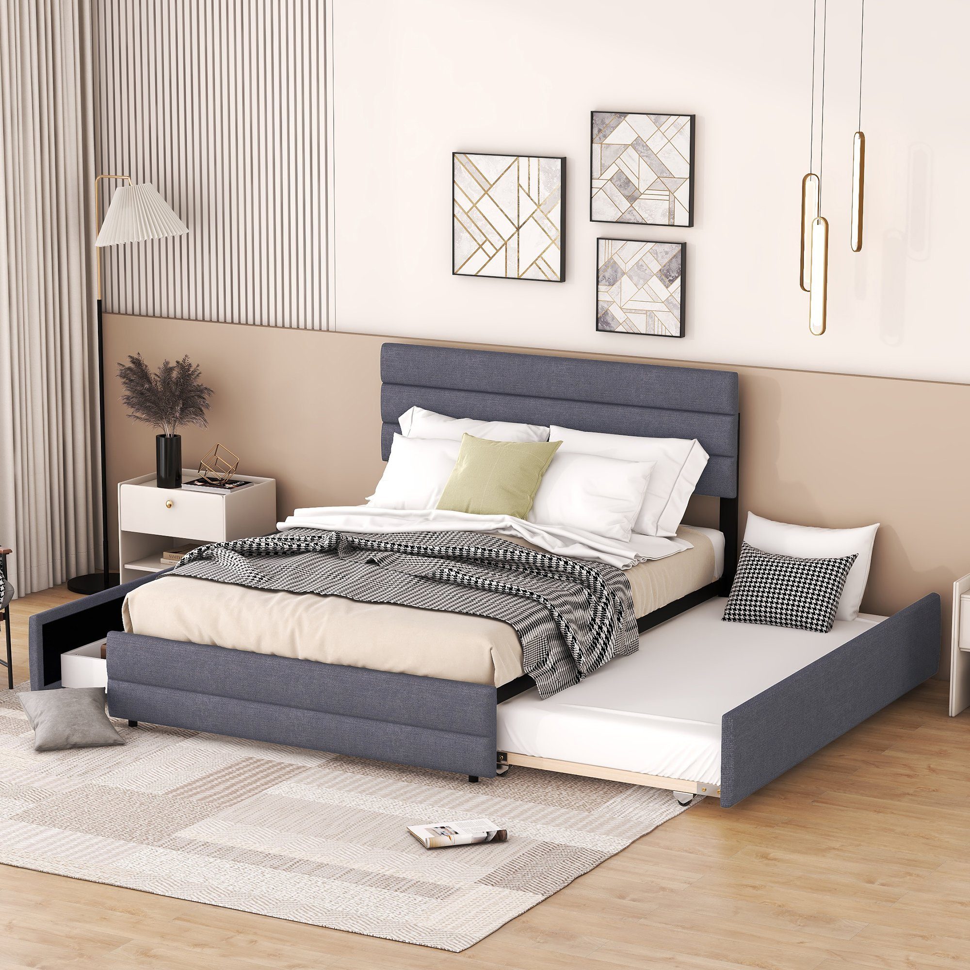 SOFTWEARY Polsterbett mit Gästebett und Lattenrost günstig online kaufen