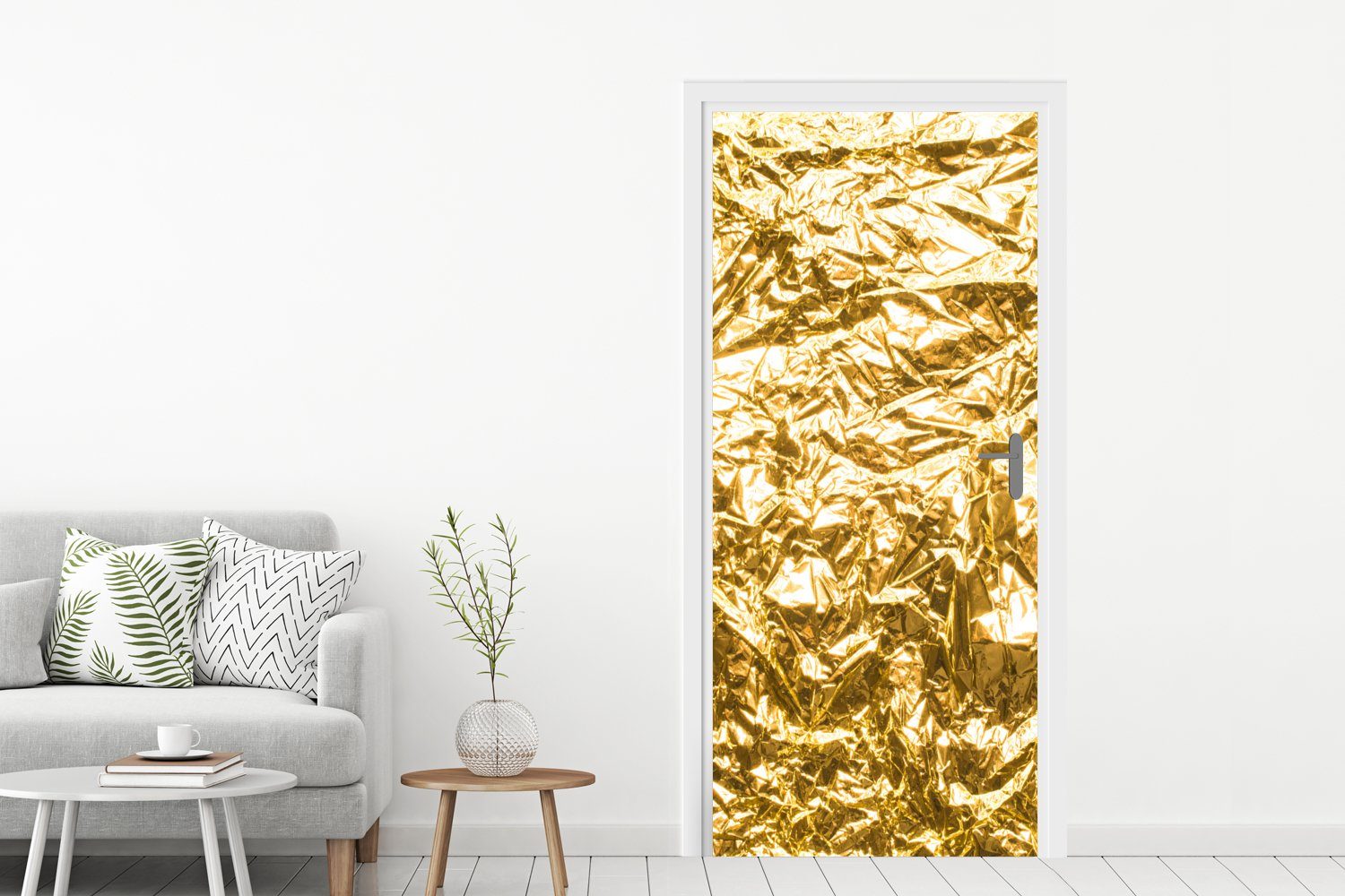 MuchoWow Tür, für Türtapete cm 75x205 Goldfolie St), (1 Türaufkleber, mit bedruckt, Textur, Matt, faltiger Fototapete
