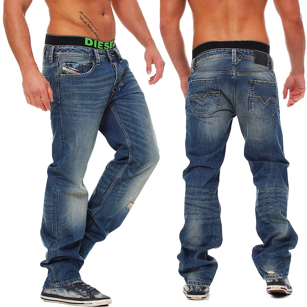 Diesel Gerade Jeans »Diesel Herren Jeans Larkee 0802E« Dezenter Used-Look,  W28 L34