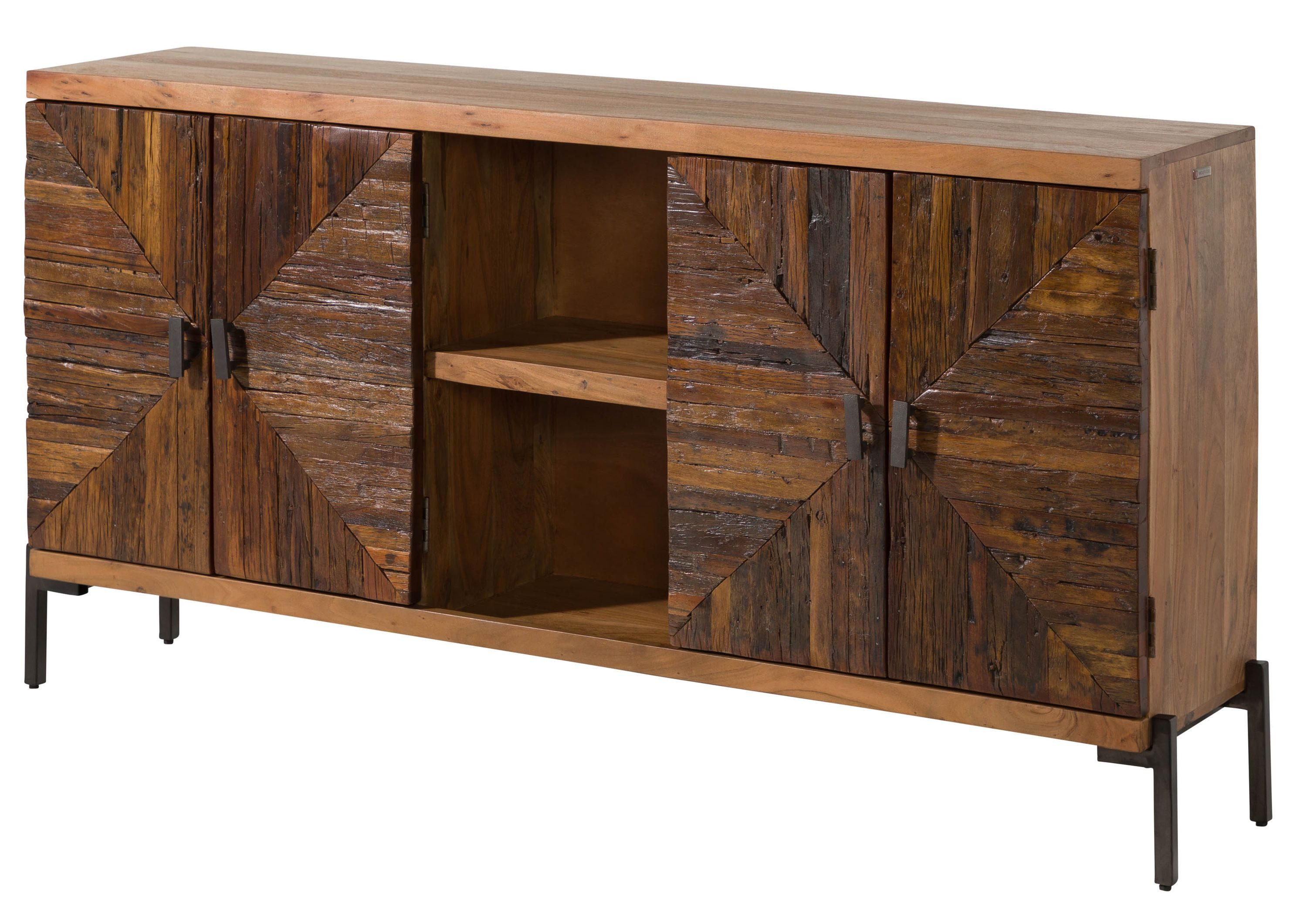 Massivmoebel24 Sideboard (Massivholz), Altholz 174x40x93 natur lackiert LYON #110