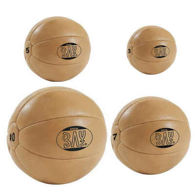 BAY-Sports Medizinball Retro Kunstleder braun Professionelle Studio-Qualität, Trainingsball Vollball Fitnessball 3 5 7 10 kg