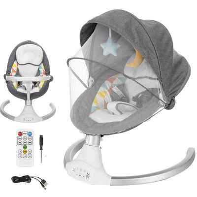 Insma Babyschaukel elektrische Babywippe 5 Gänge, mit Esstisch, bluetooth Musik, Moskitonetz und Spielzeug, max. 9kg