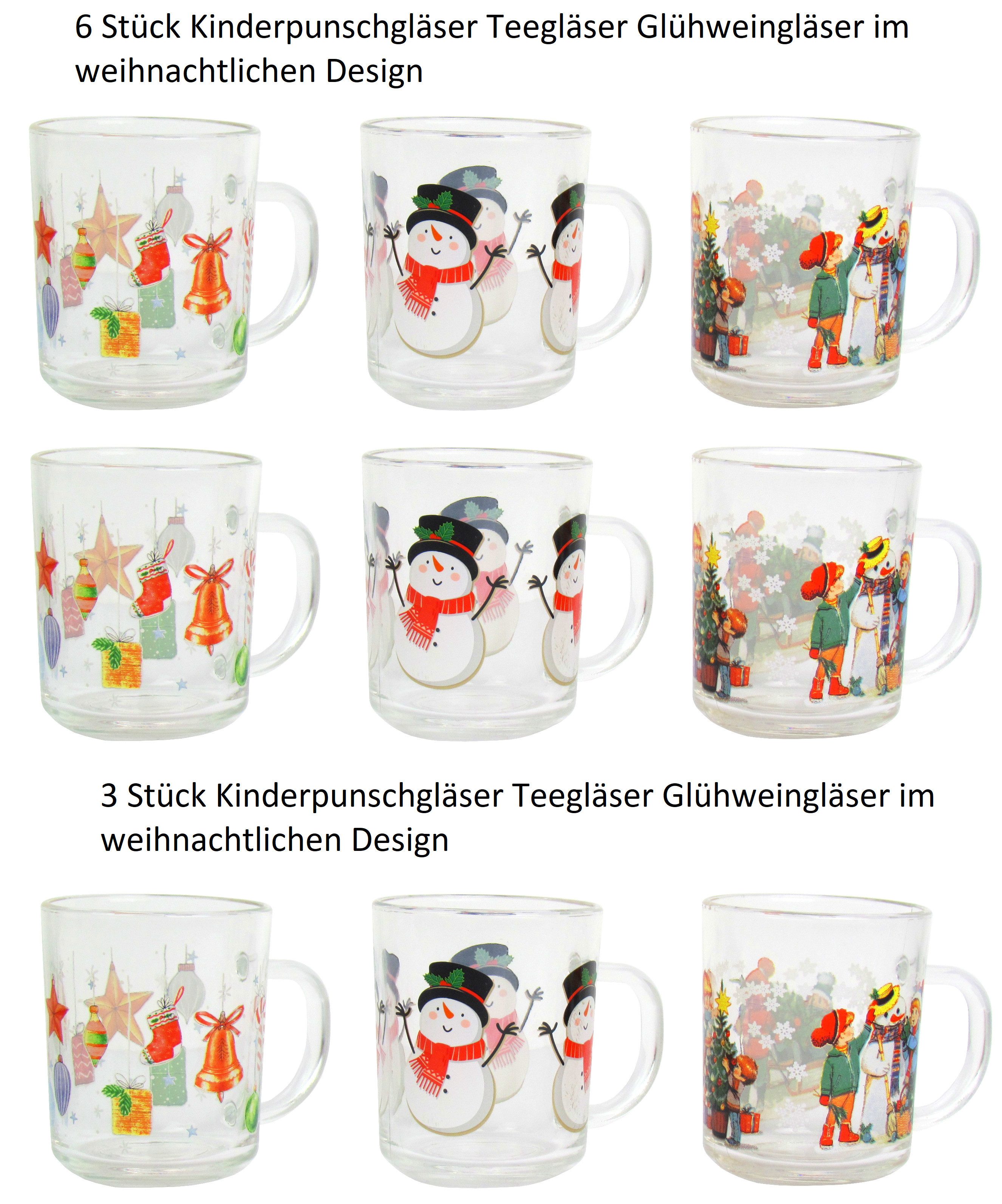Jean Products Gläser-Set Kinderpunschgläser Teegläser Glühweingläser 200ml, im weihnachtlichen Design