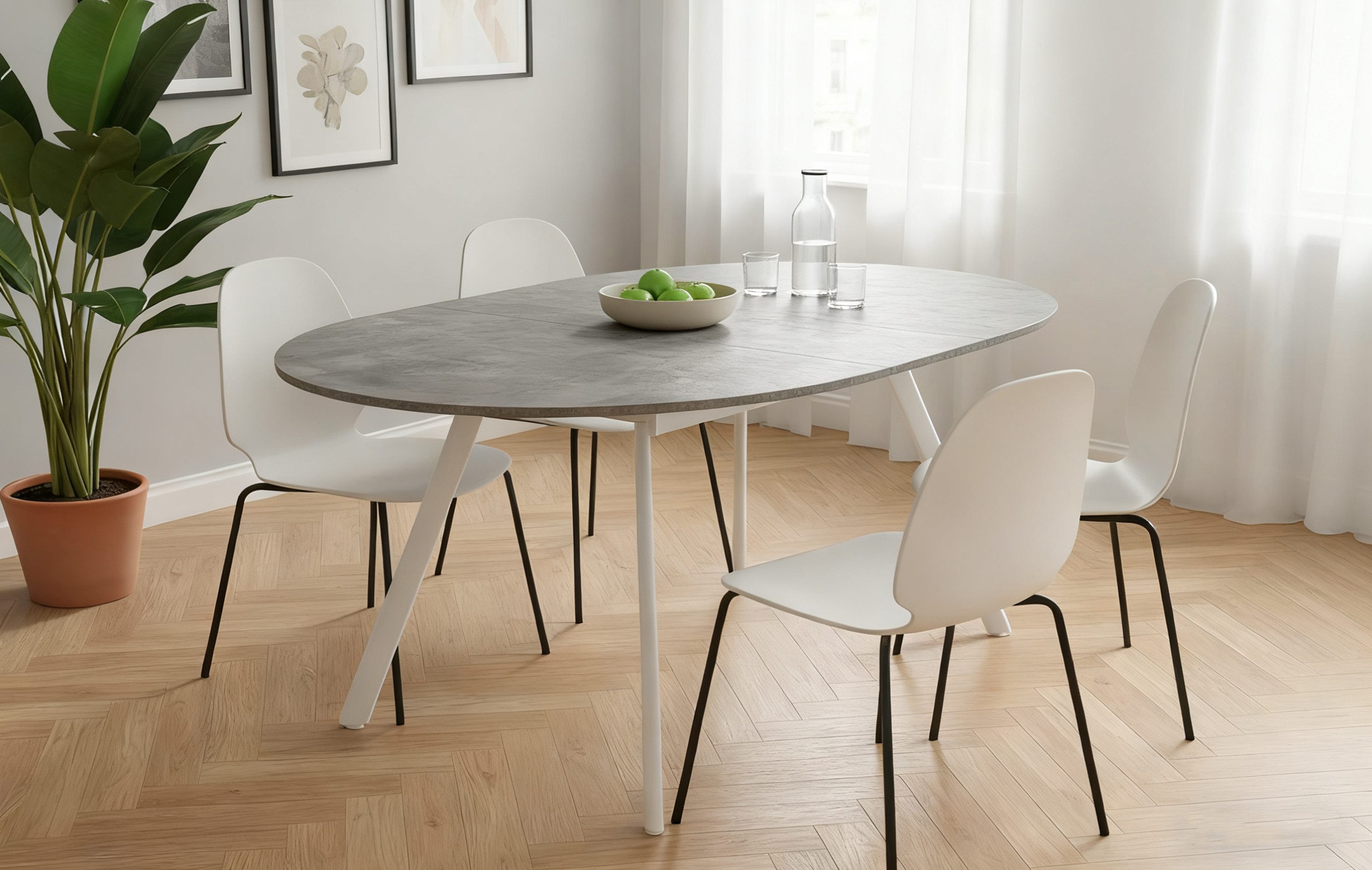 B&D home Esstisch TILL, Metallgestell schwarz oder weiß, ausziehbar 120-160 günstig online kaufen