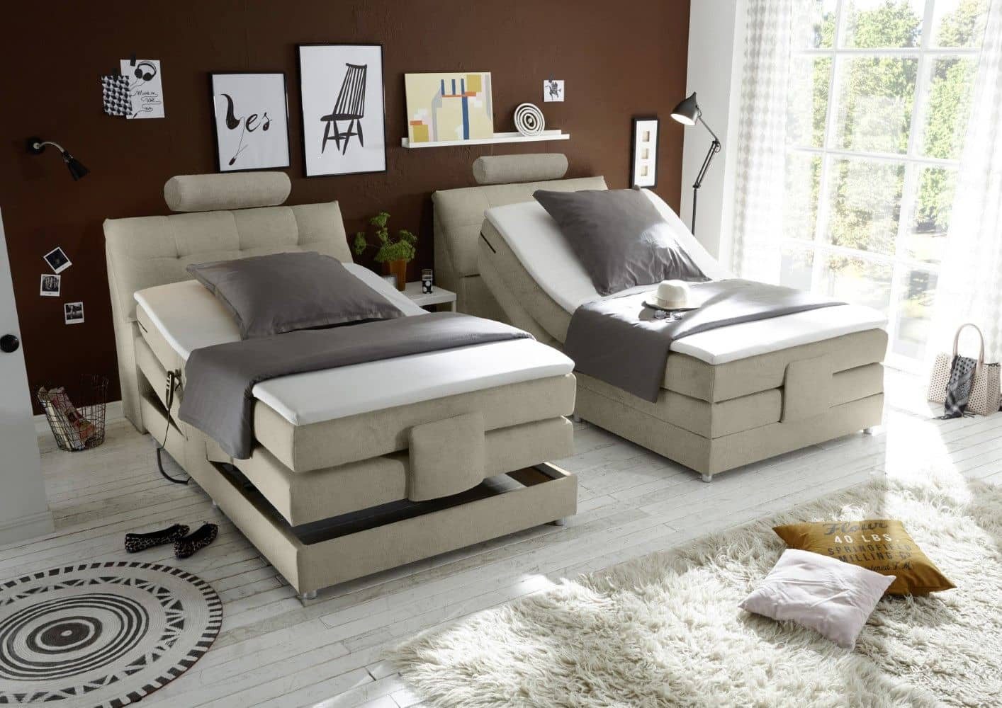 ED EXCITING DESIGN Boxspringbett Palermo 120/180x200 Elektrofunktion & 7-Zonen-TTFK-Matratze + Topper (Komplettbett mit Motor & Stauraum, inkl. Matratze, Topper, Unterbox), Elektrisches Kopf- & Fußteil, 7-Zonen-TTFK-Matratze & T25-Topper