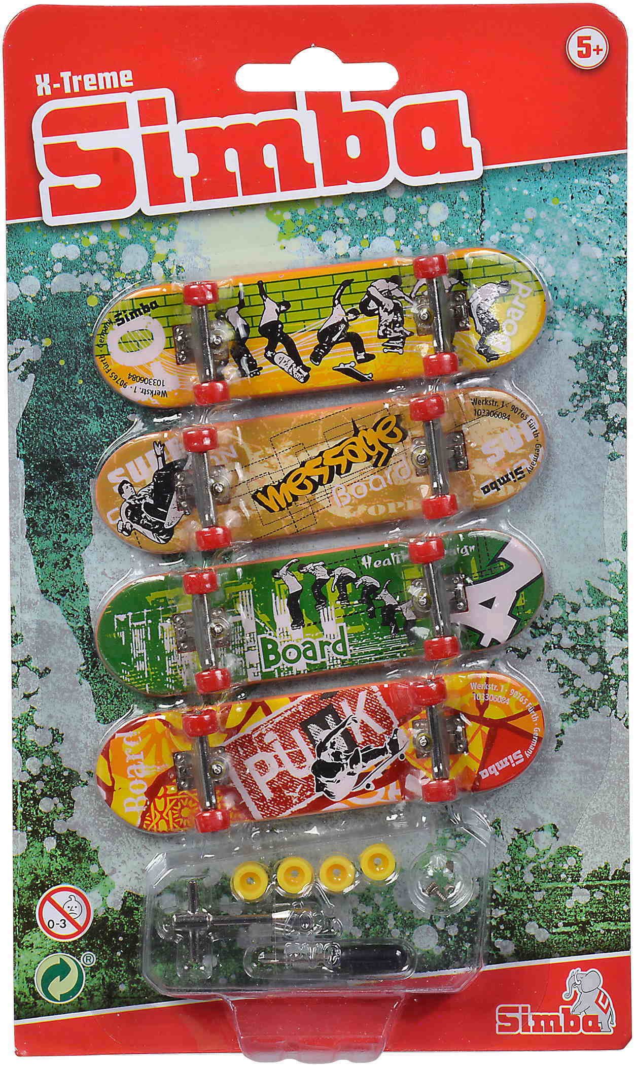 SIMBA Fingerskateboard Simba Spielzeug Spielwelt Finger Skateboard 4er Set günstig online kaufen