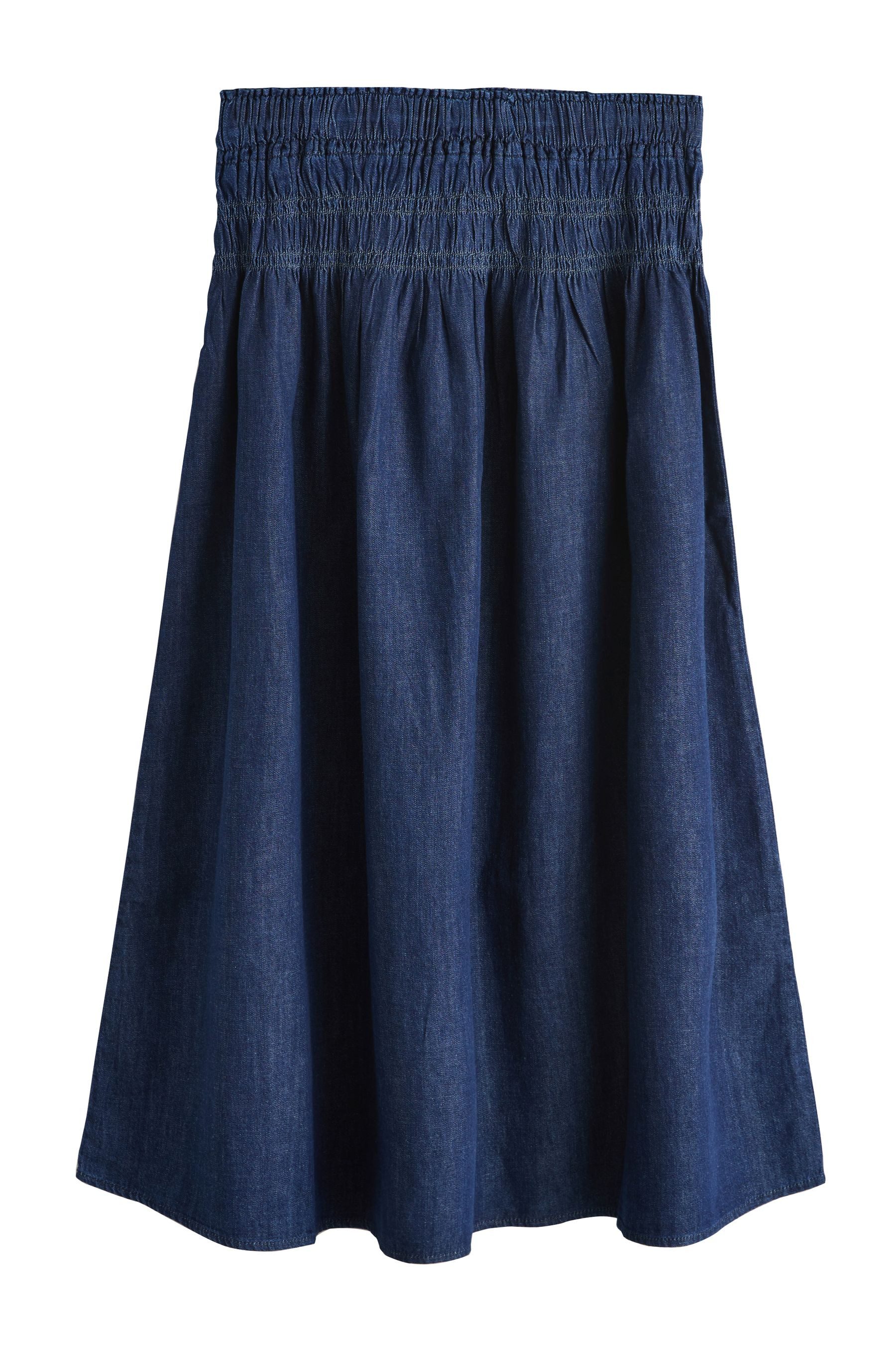 Maxirock Maxirock mit gesmokter Taille