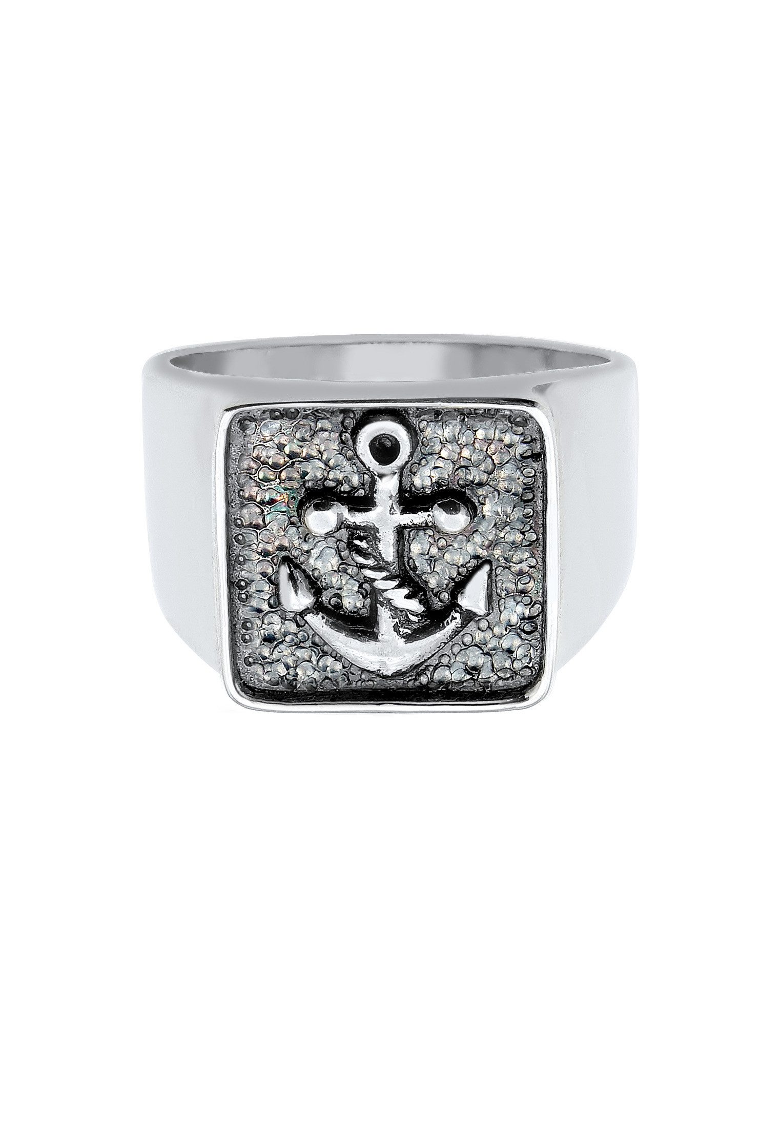 Kuzzoi Siegelring Herren Siegelring Anker Symbol Oxidiert 925 Silber