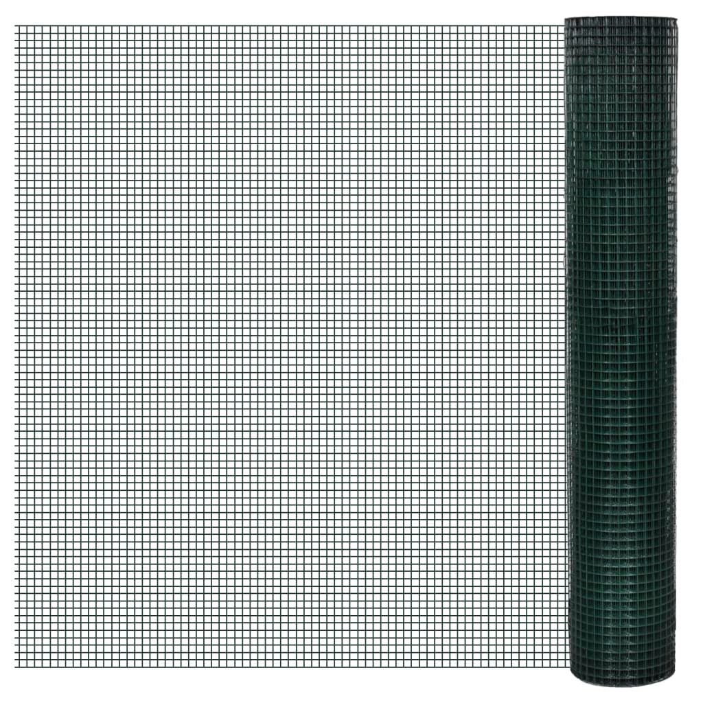 Thumbnail - vidaXL Maschendrahtzaun, Drahtzaun für Hühner Verzinkt mit PVC-Beschichtung 10x1 m Grün