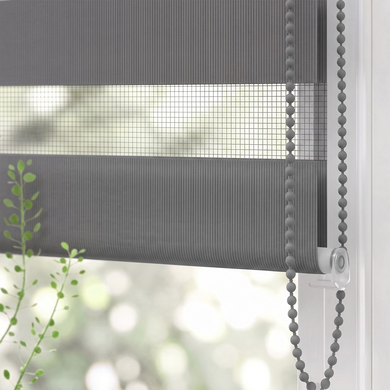 Doppelrollo Duo Rollo Klemmfix ohne Bohren freihängend Lichtschutz für Fenster, Salcar, Grau 40x130cm, Klemmträger blickdicht Jalousie Seitenzugrollo für Tür