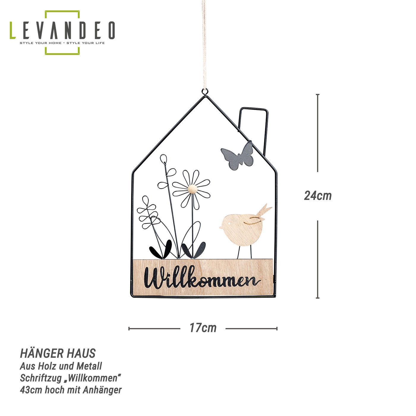 Levandeo® Metallbild, Willkommensschild Hausform Metall Türschild günstig online kaufen