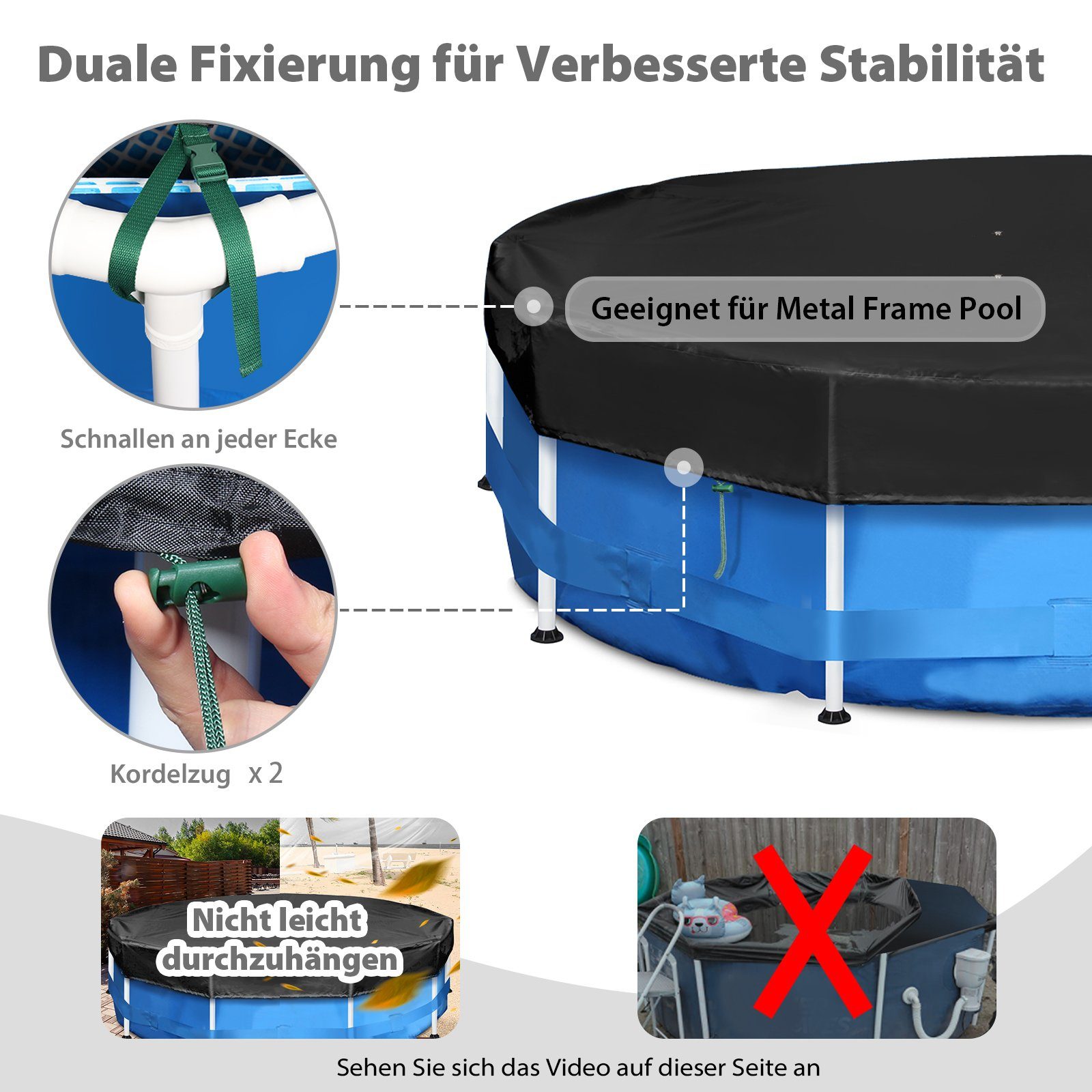 Sekey Pool-Abdeckplane Poolabdeckung Rund Swimmingpool Abdeckplane günstig online kaufen