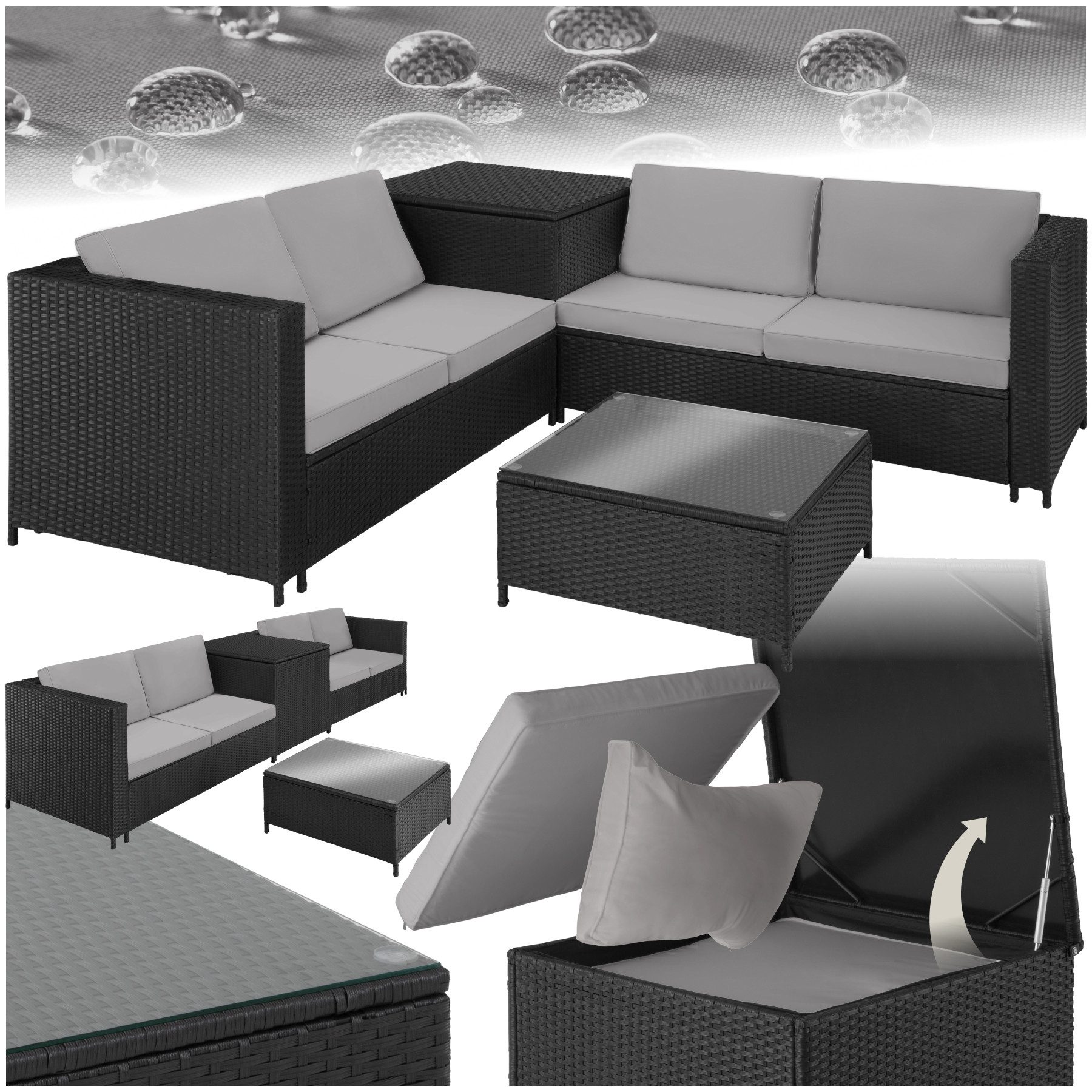 tectake Loungeset Rattan Lounge, (Set, 5-tlg), günstig online kaufen