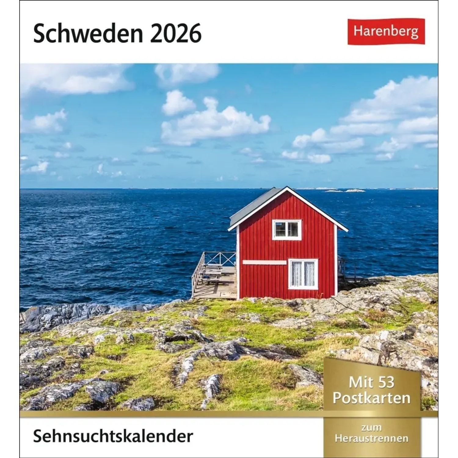 Harenberg Kalender Verlag Tischkalender Schweden Sehnsuchtskalender 2026 - Wochenkalender mit 53 Postkarten