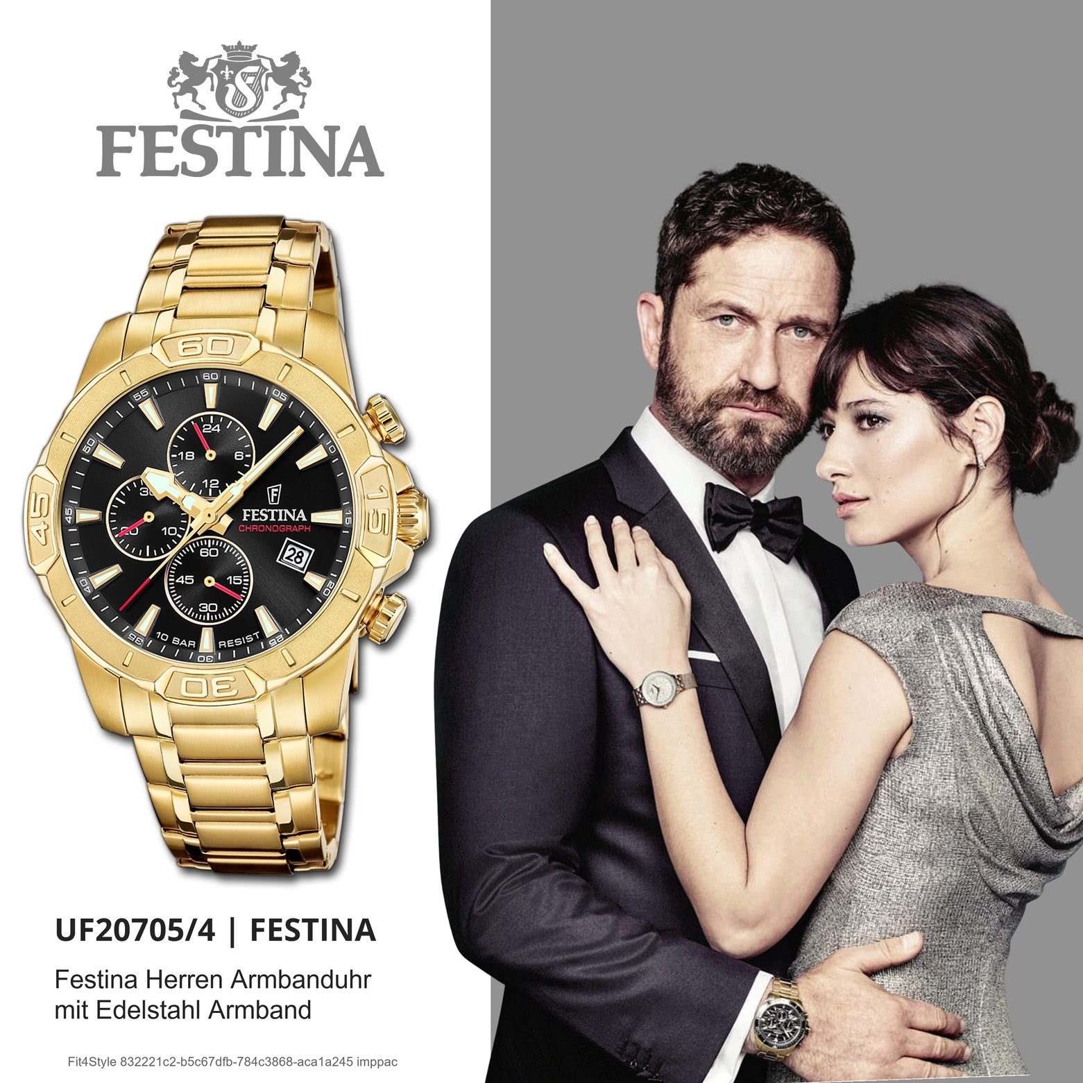 Festina Quarzuhr Festina Herrenuhr Timeless Chronograph, (Chronograph), Herren Armbanduhr rund, Edelstahlarmband gold, Elegant