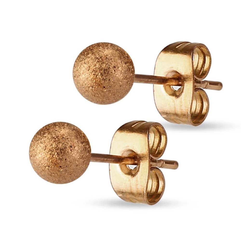 BUNGSA Ohrring-Set Ohrstecker Kugel Rosegold aus Edelstahl Damen (1 Paar (2  Stück), 2-tlg), Ohrschmuck Ohrringe