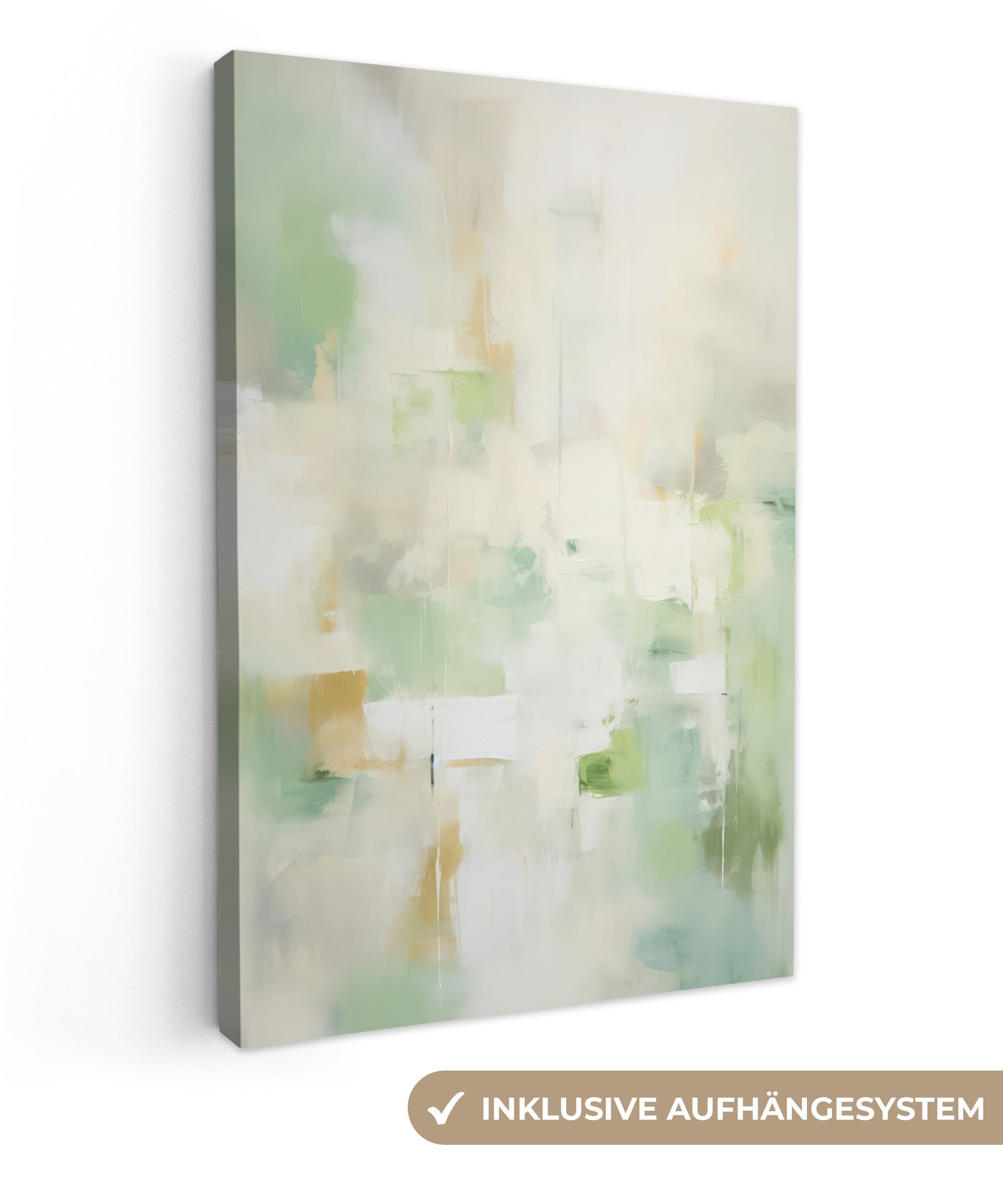 OneMillionCanvasses® Leinwandbild Abstrakt - Kunst - Weiß - Grün - Modern, günstig online kaufen