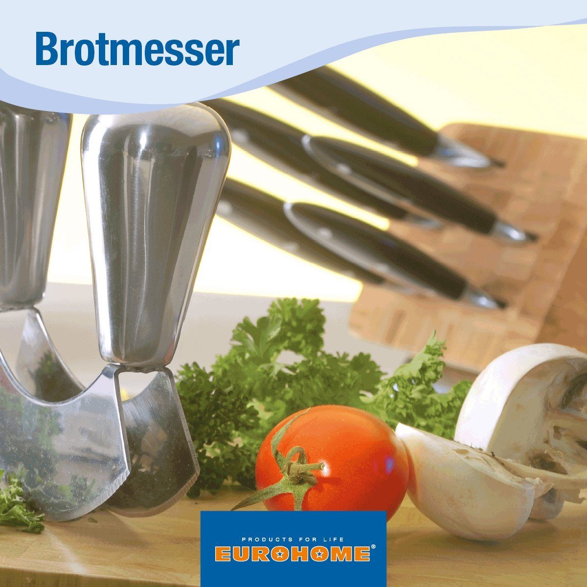 Wellenschliff - Brotmesser - mit Rostfrei Edelstahl, Brotmesser Scharfes EUROHOME mit Kunststoffgriff Messer Küchenmesser rutschfestem