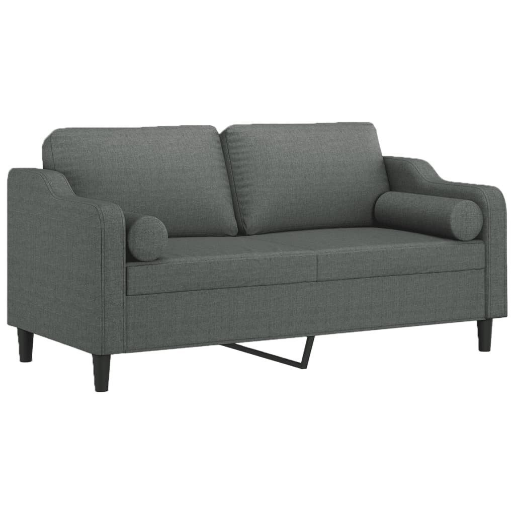 vidaXL Sofa 2-Sitzer-Sofa mit Zierkissen Dunkelgrau 140 cm Stoff