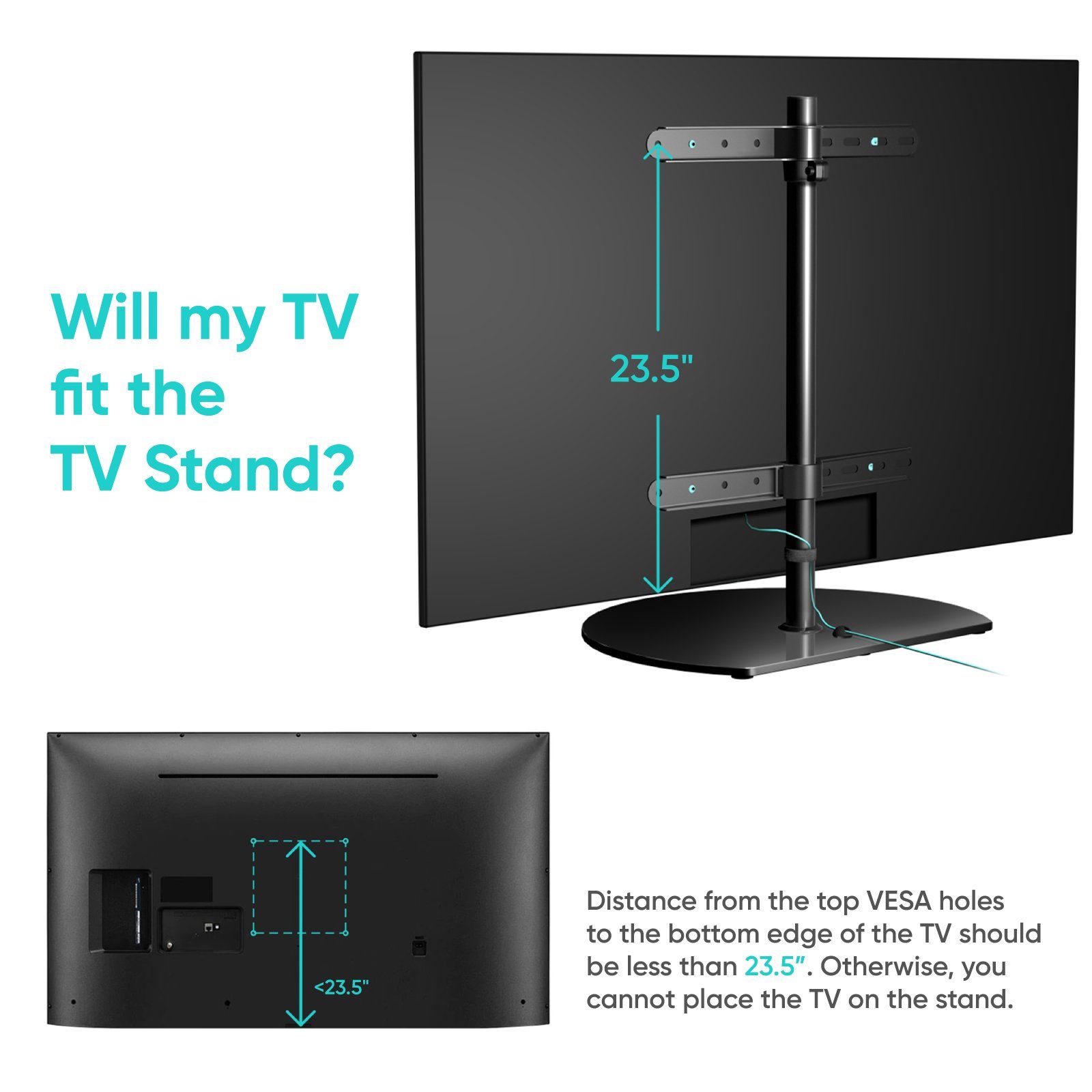 ONKRON TV-Ständer ONKRON 32-65 Zoll, bis 35 kg, PT2-B, (bis 65,00 Zoll, TV Standfuss mit Tischmontage, TV Standfuss mit Tischmontage, TV Tischständer, 360° schw – Bild 5 von 5