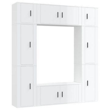 furnicato TV-Schrank 8-tlg. TV-Schrank-Set Hochglanz-Weiß Holzwerkstoff