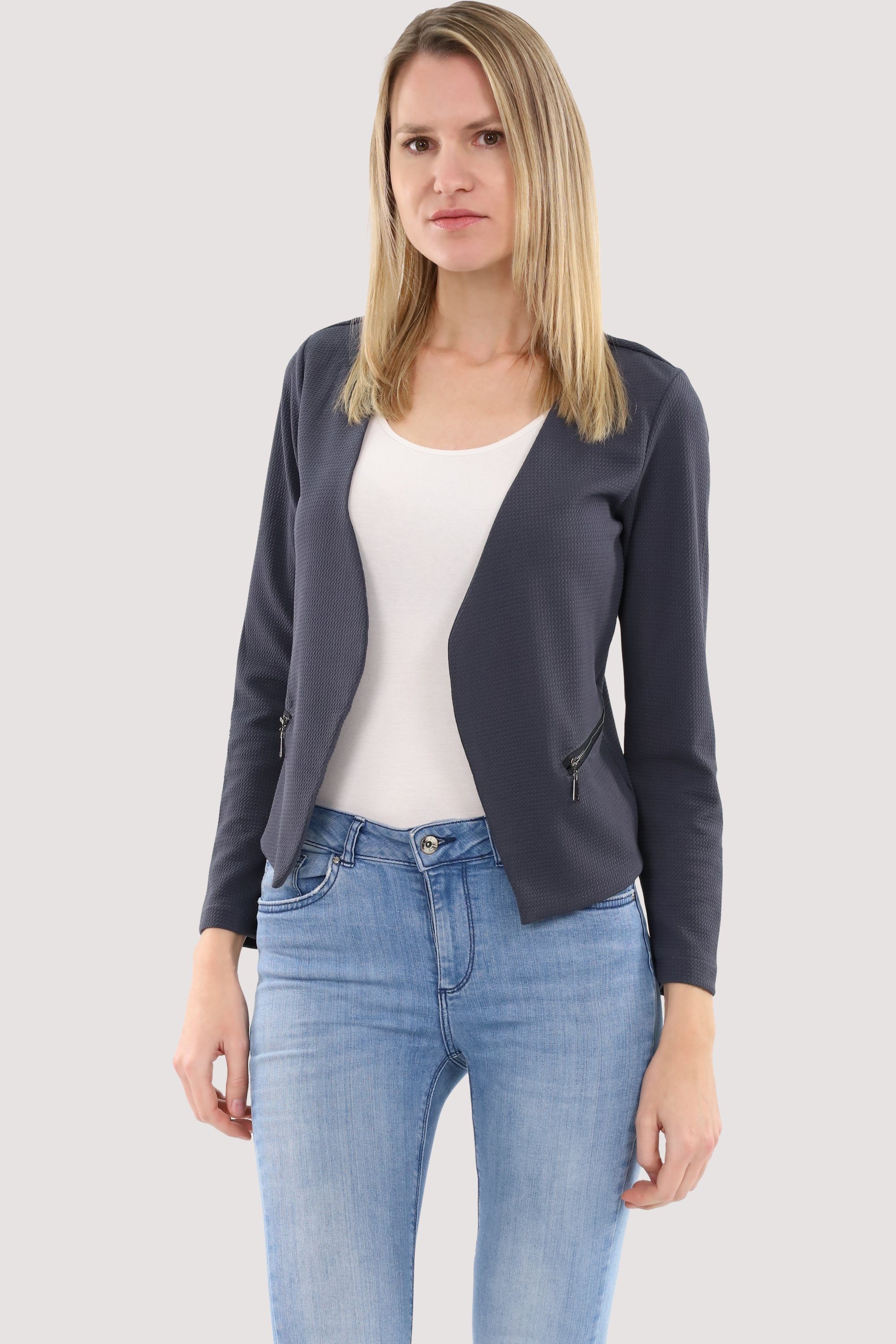 Sweatblazer fashion malito Basic-Look im than 6040 dunkelgrau Jackenblazer more