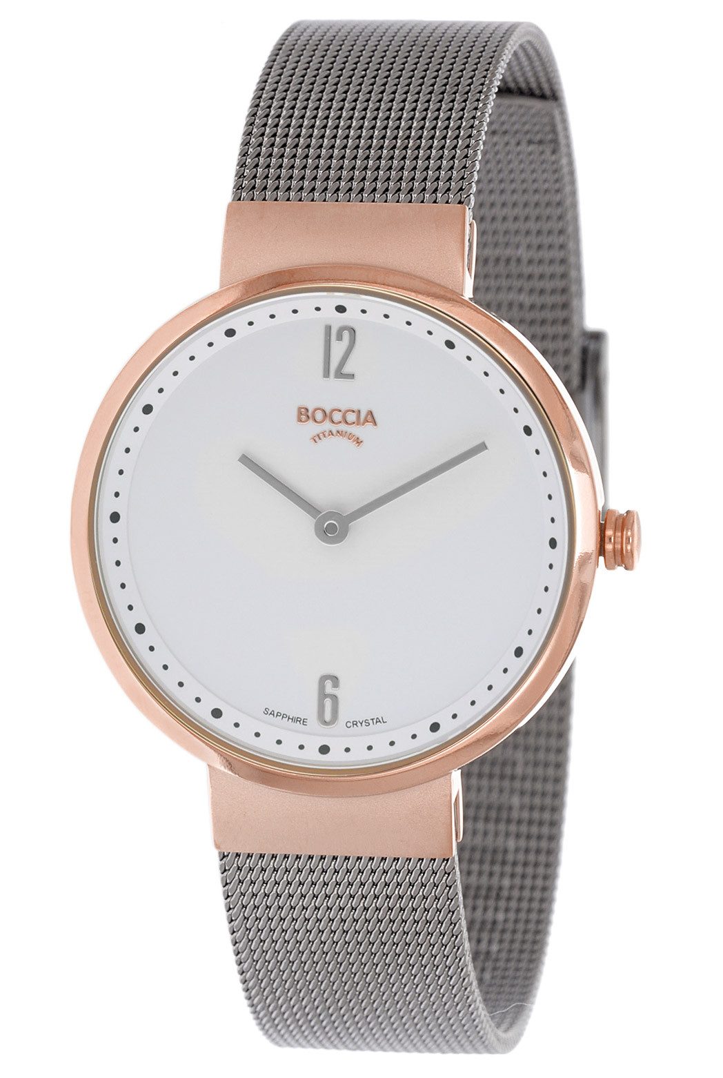 Boccia Quarzuhr Titan Grau/Roségoldfarben