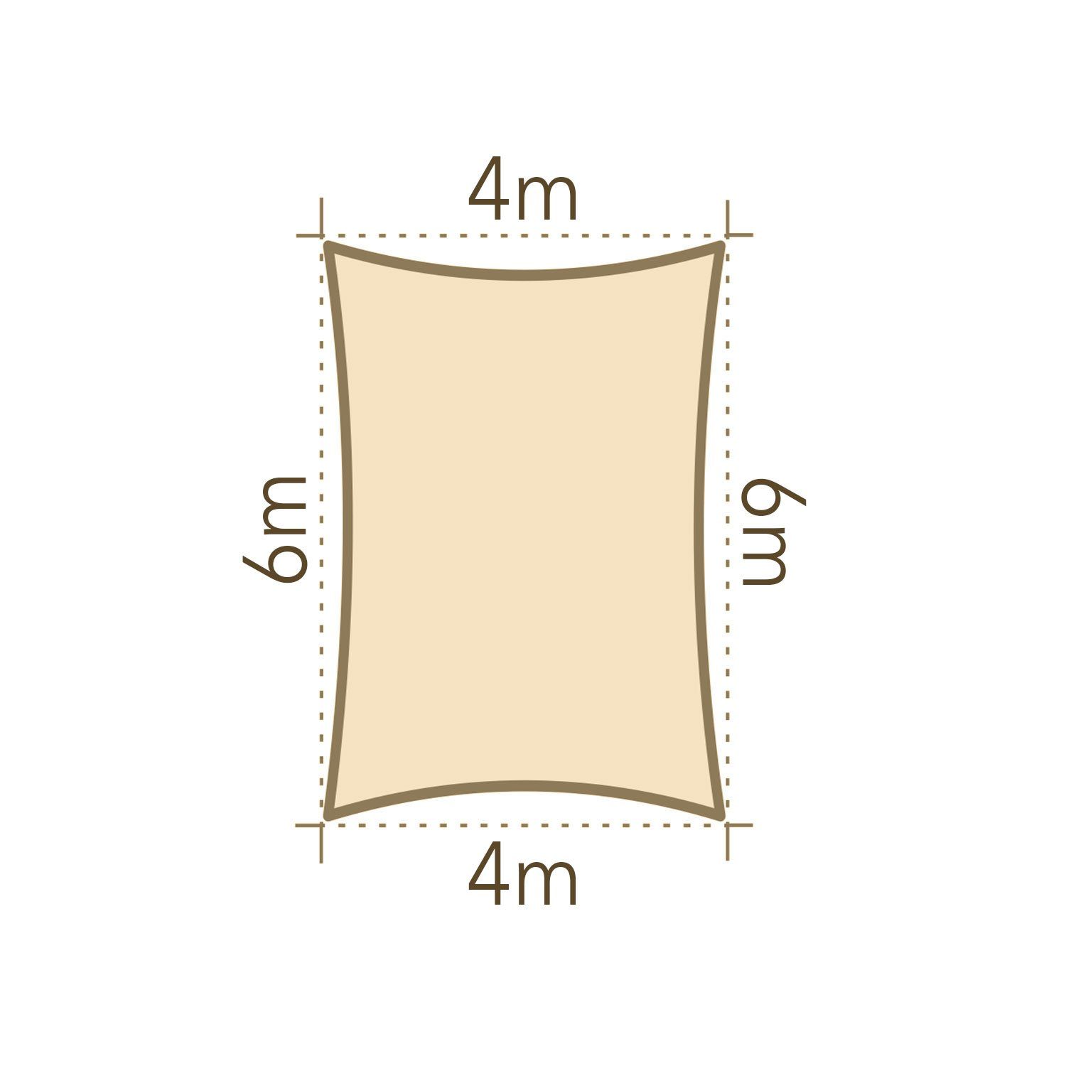 anndora Sonnensegel Tarp - rechteckig 4x6 HDPE cream