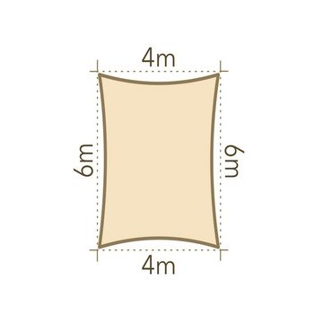 anndora Sonnensegel Tarp 4x6 - cream rechteckig HDPE, (beige), Befestigungsringe aus Edelstahl