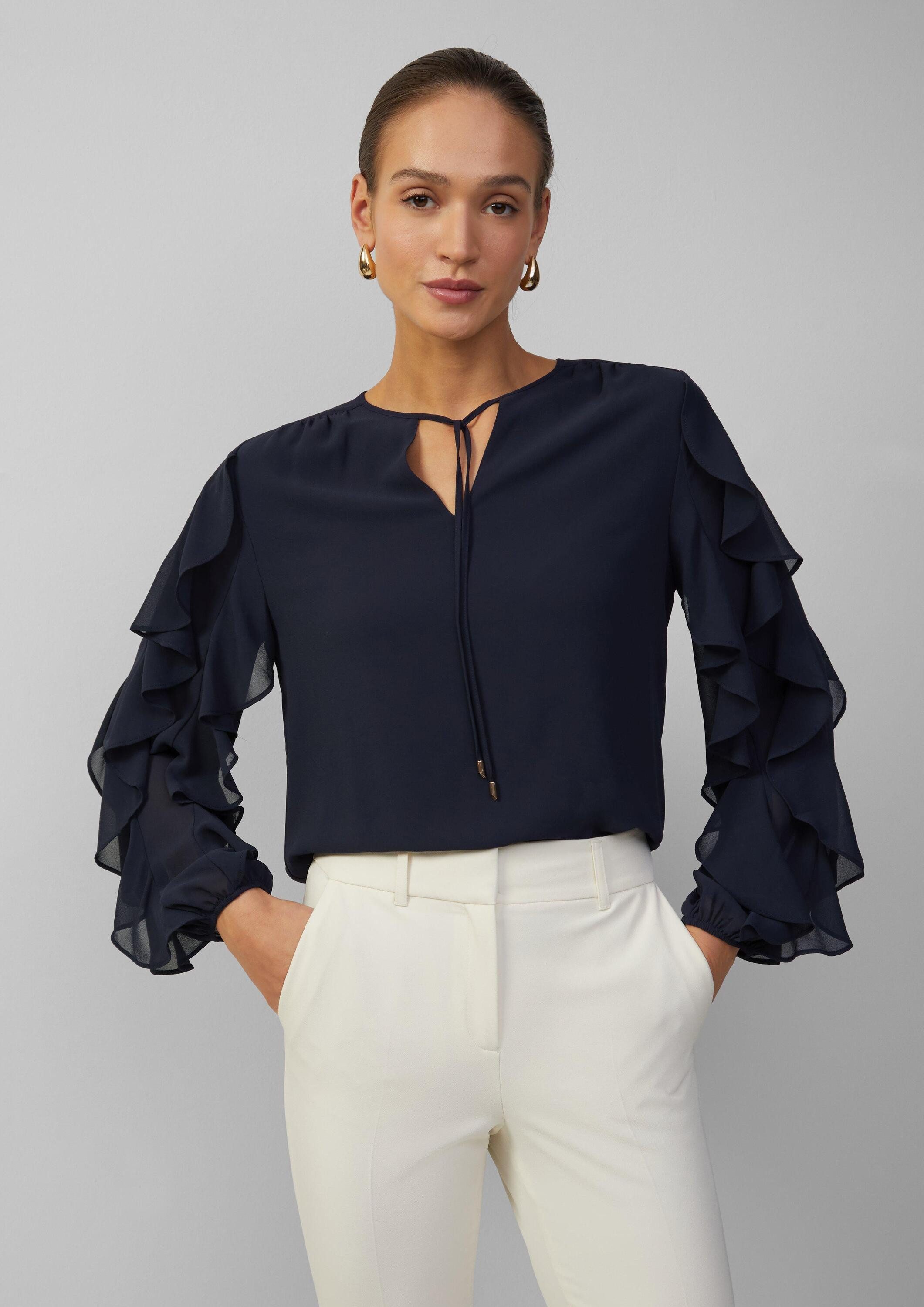 s.Oliver Langarmbluse Bluse Leichte Chiffonbluse mit Rüschenärmeln günstig online kaufen