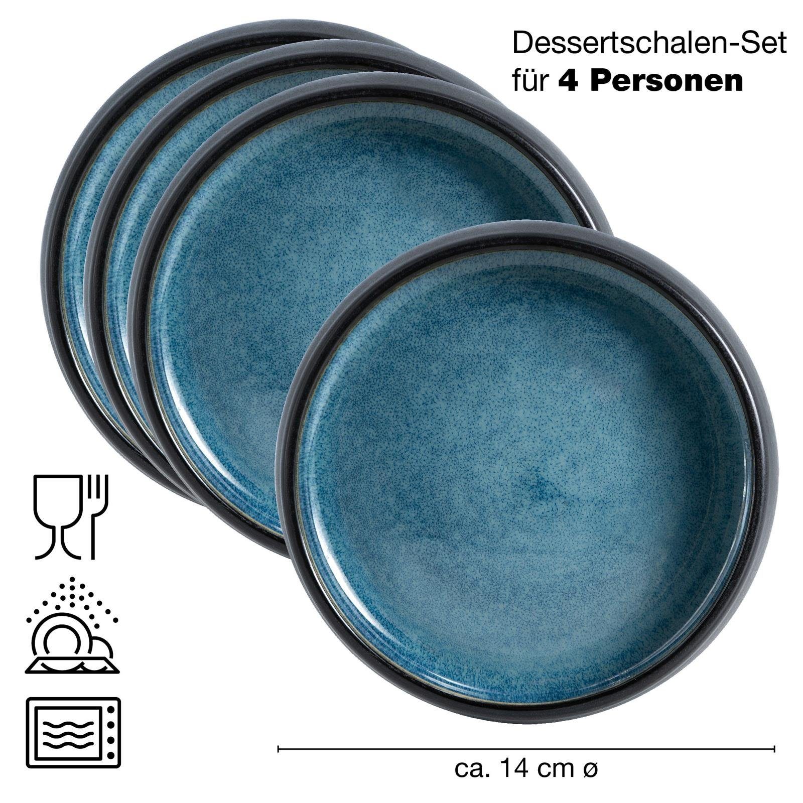 Dip Steinzeug Dip Set), Schalen Steinzeug, Moritz Schälchen für Blau, (4er Moritz & Dessert Dessertschale aus