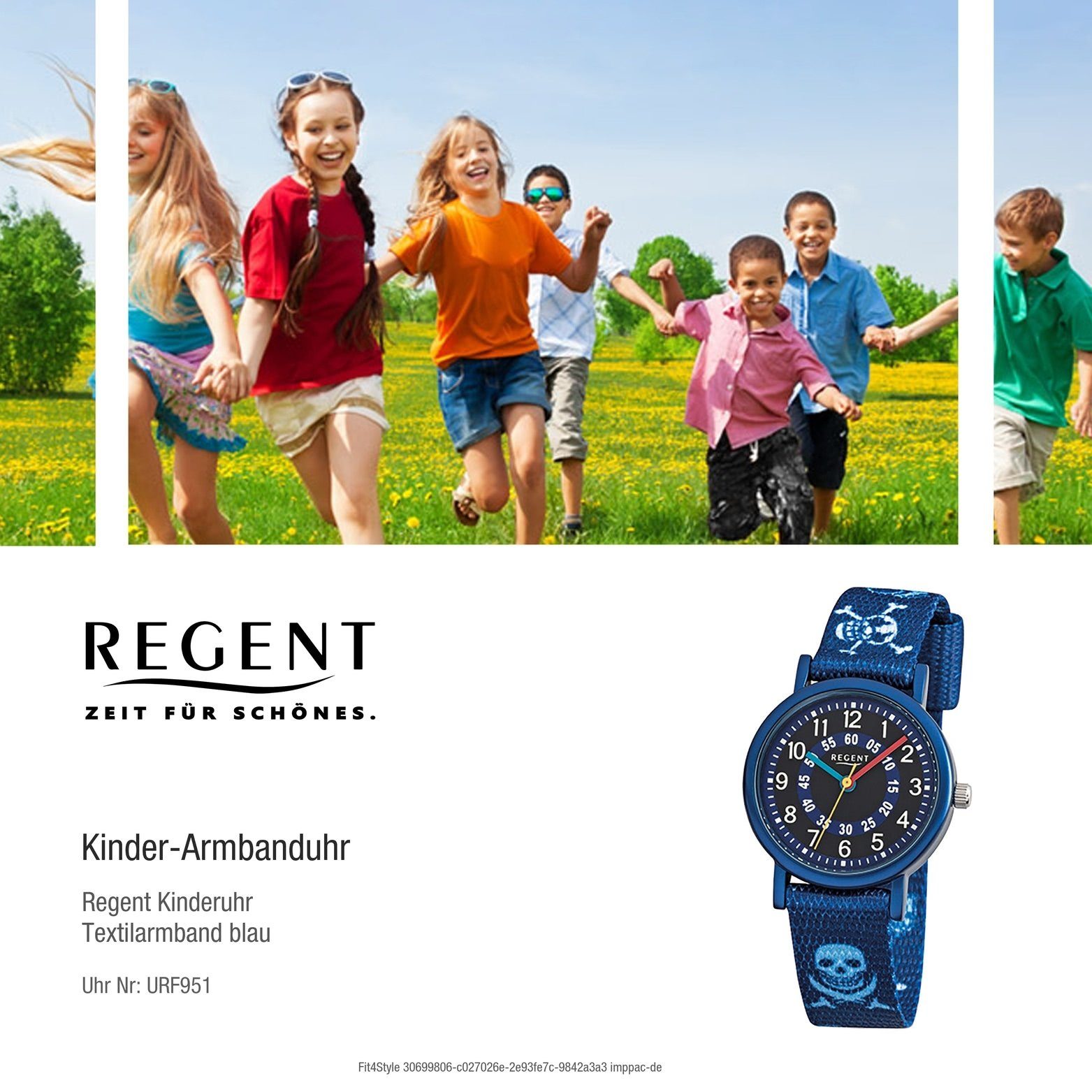 Uhr (ca. klein Textilarmband, 29mm), Aluminium, Quarzuhr, Textil Quarzuhr Kinderuhr Kinder Elegant-St Regent Regent rund,