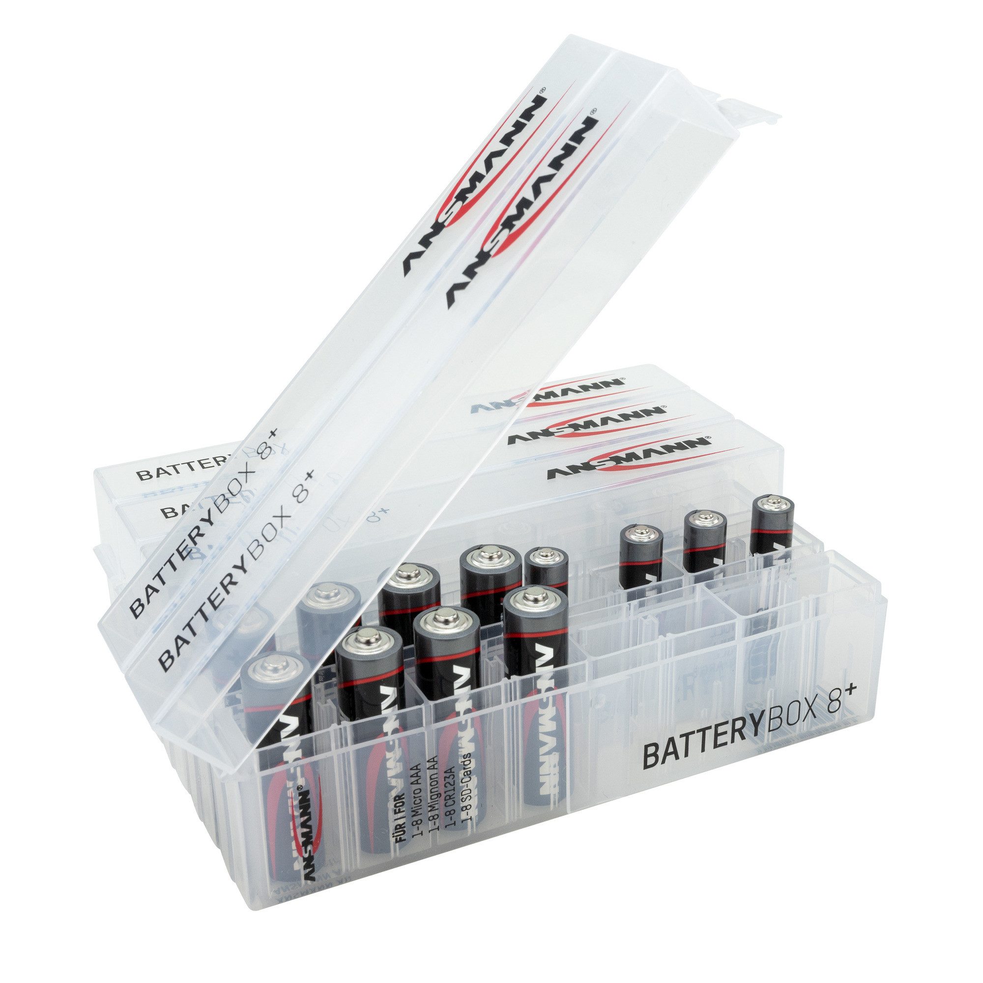 ANSMANN AG 5x Akkubox Batteie Box für bis zu 8 Akkus, Batterien & Speicherkarten Akku