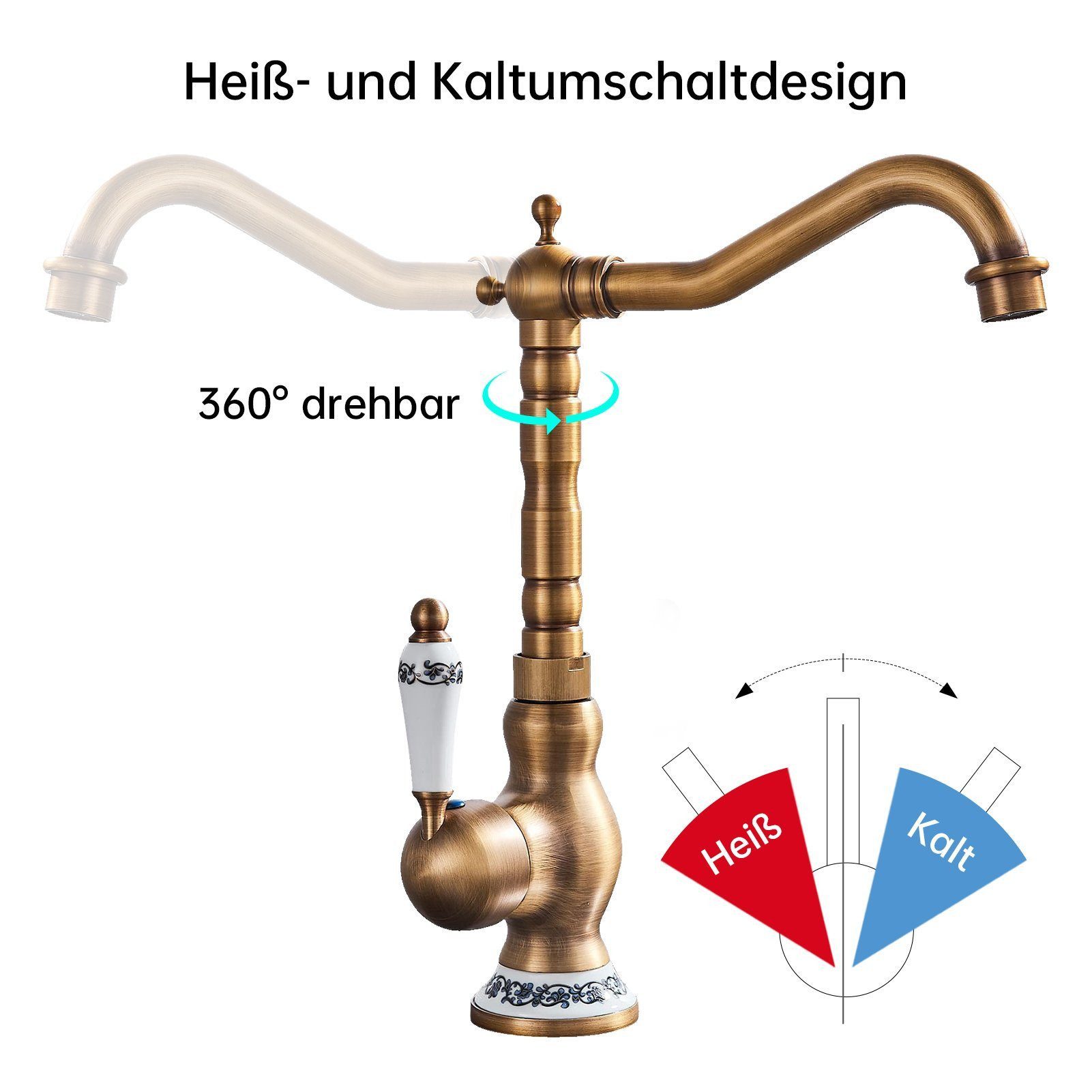 SEHAUSEU Waschtischarmatur Wasserhahn Bad Küche Waschbeckenarmatur Badarmaturen Küchenarmatur Hochdruckarmatur – Bild 4 von 5