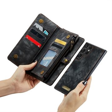 Wigento Handyhülle Für Samsung Galaxy S23 Ultra Handy Tasche Geldbörse Hülle Etui Schwarz