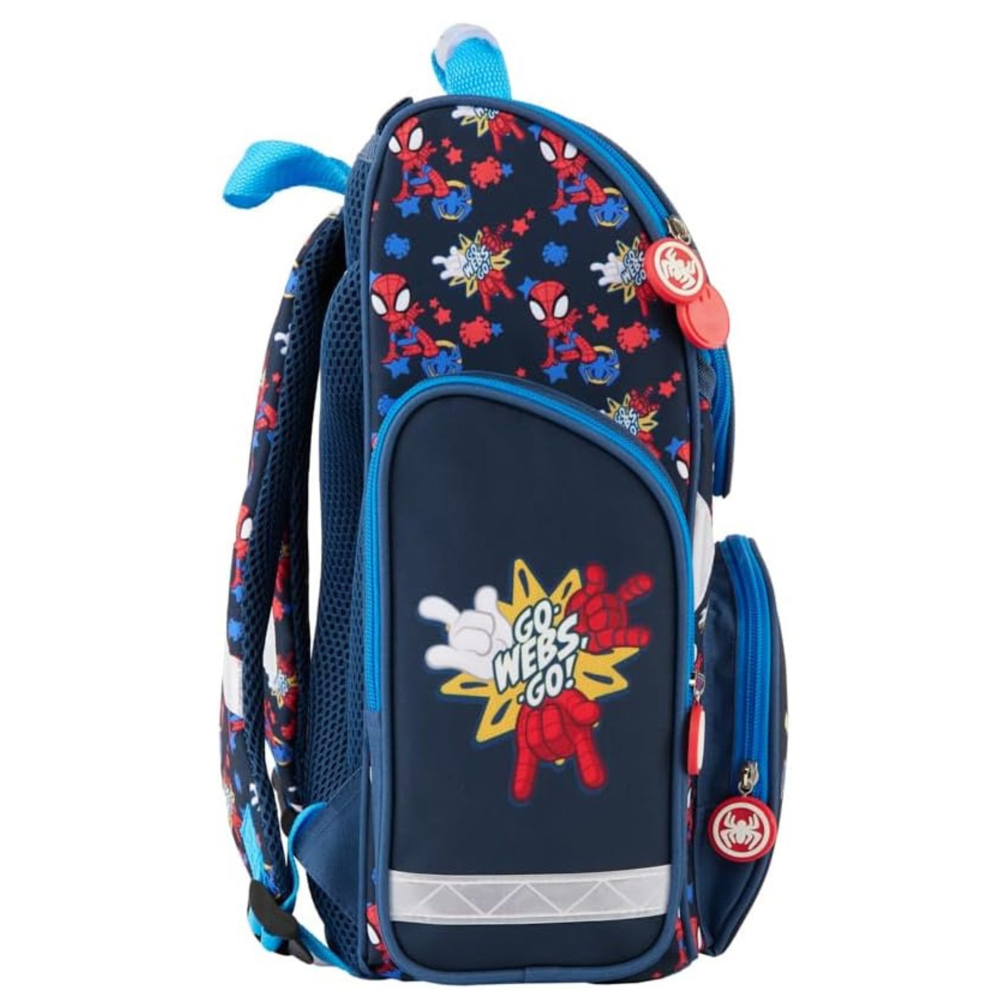GOLDKIDS Schulranzen für Jungen und Mädchen - Schul- (Rucksack für Kinder mit, 1-tlg., Federmäppchen - Schuhbeutel und Hausaufgabenheft), - Spiderman Motiv - 1-3 Klasse
