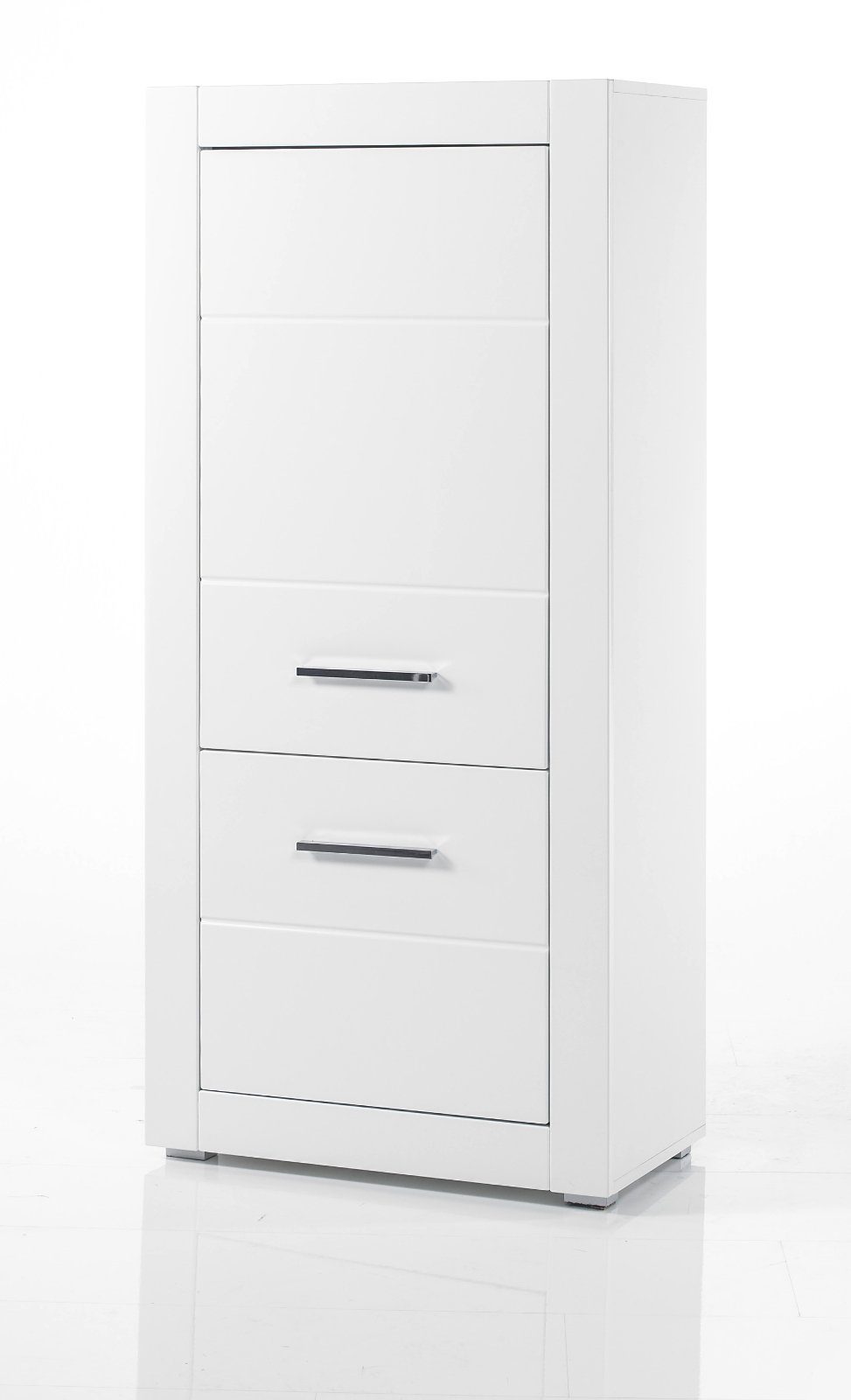 (Highboard Midischrank in 65 2-türig, x Hochglanz Furn.Design Carrara weiß 142 cm)