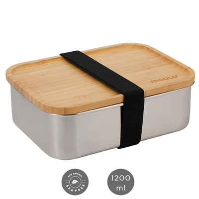 moulo Lunchbox »Topic 1,2L, silber«, Speisegefäß aus Edelstahl & Bambus, BPA frei