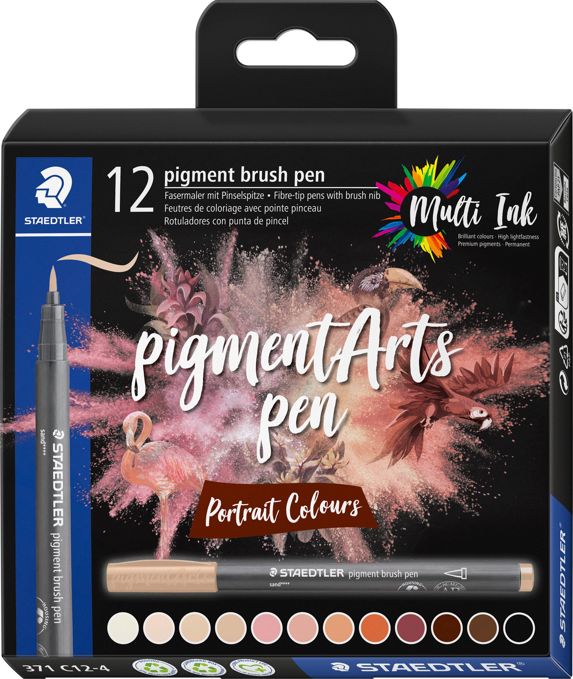 STAEDTLER Pinselstift Pigment brush pen, 12er-Set
