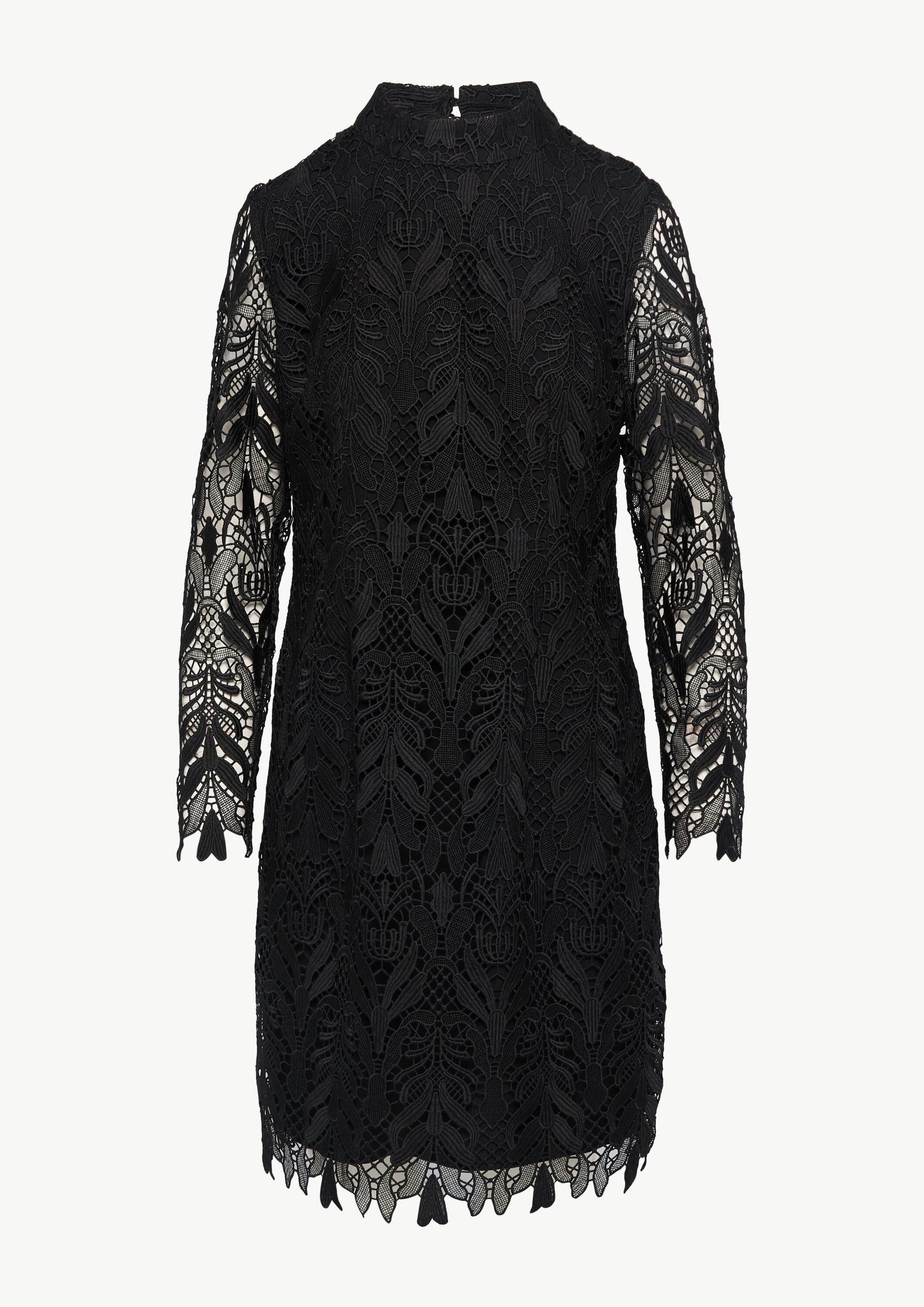 comma Minikleid Kleid Edles Spitzenkleid mit Stehkragen