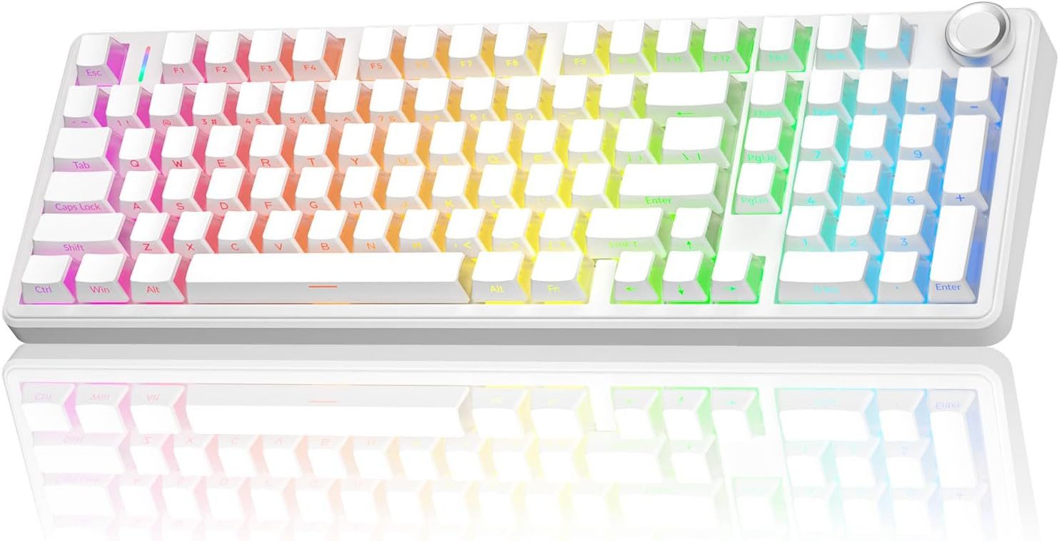 nsihing AULA F99 Pro Mechanische Gaming Tastatur, RGB, Hot Swap, Bluetooth Gaming-Tastatur (Hot-Swap, Multifunktions-Drehknopf, RGB-Beleuchtung, Makrofunktion)