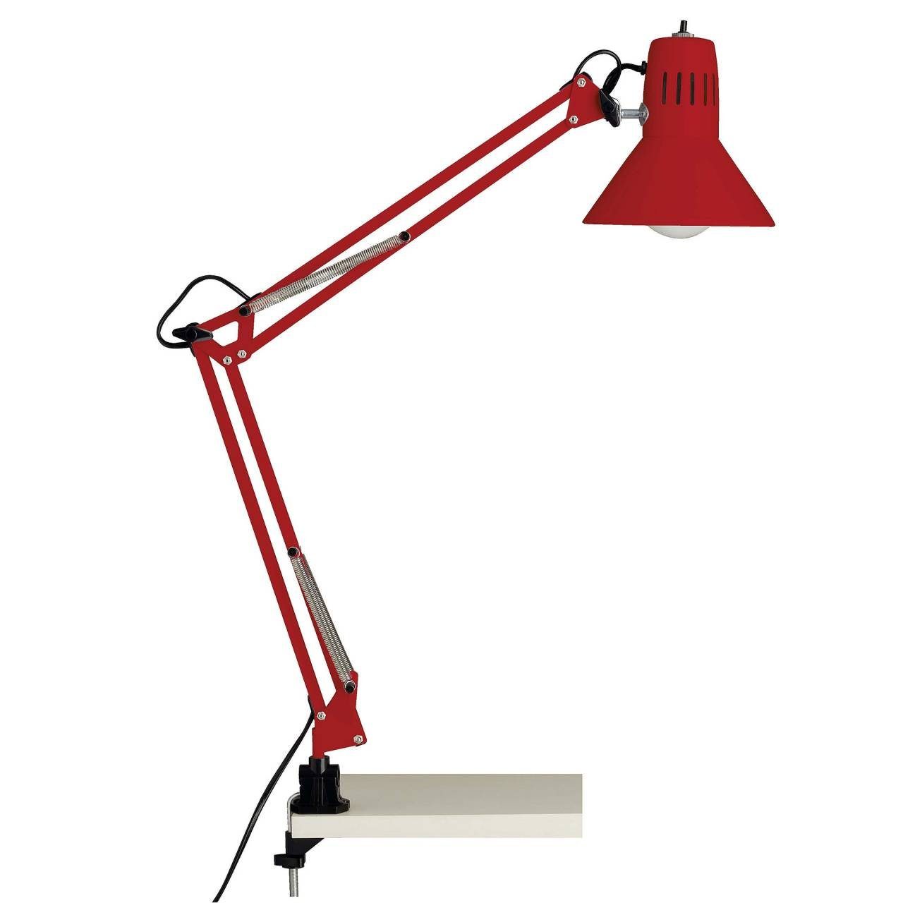 Brilliant Tischleuchte Hobby, Lampe Hobby Schreibtischklemmleuchte rot 1x  A60, E27, 40W, geeignet, Durch Gelenke in Höhe und Neigung einstellbar