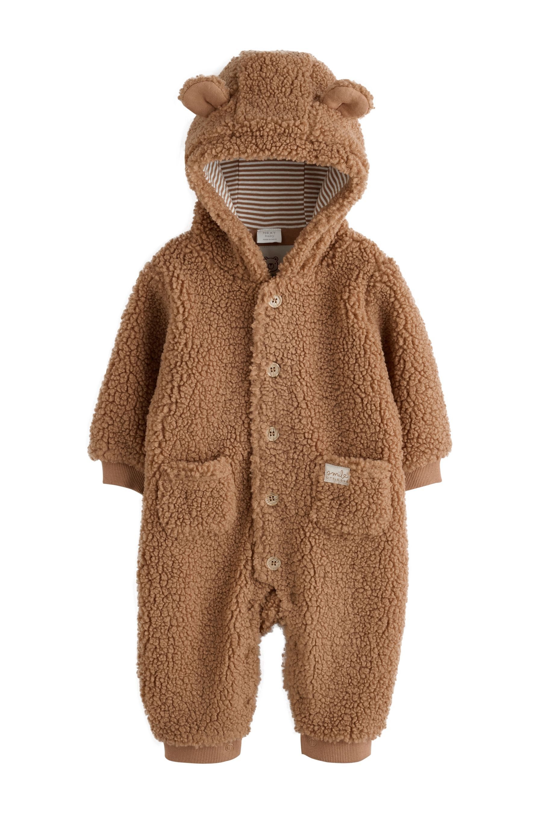 Fleeceoverall Baby Kapuzenanzug mit Borg