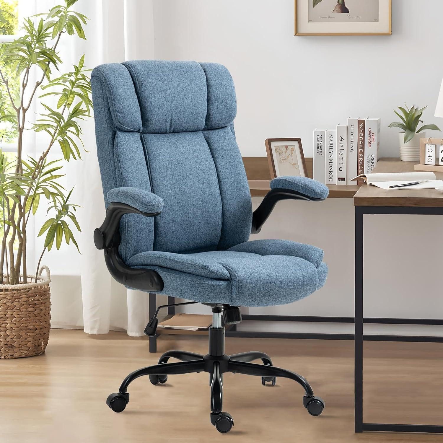 LuxusKollektion Chefsessel Bürostuhl ergonomisch 150kg Armlehnen Blau Feste Kopfstütze