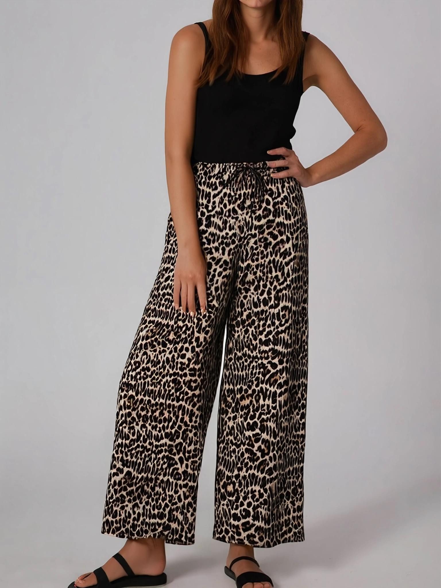 malito more than fashion Palazzohose Palazzohose Animal-Print / Unifarben 2306 lockere Animal Print Sommerhose