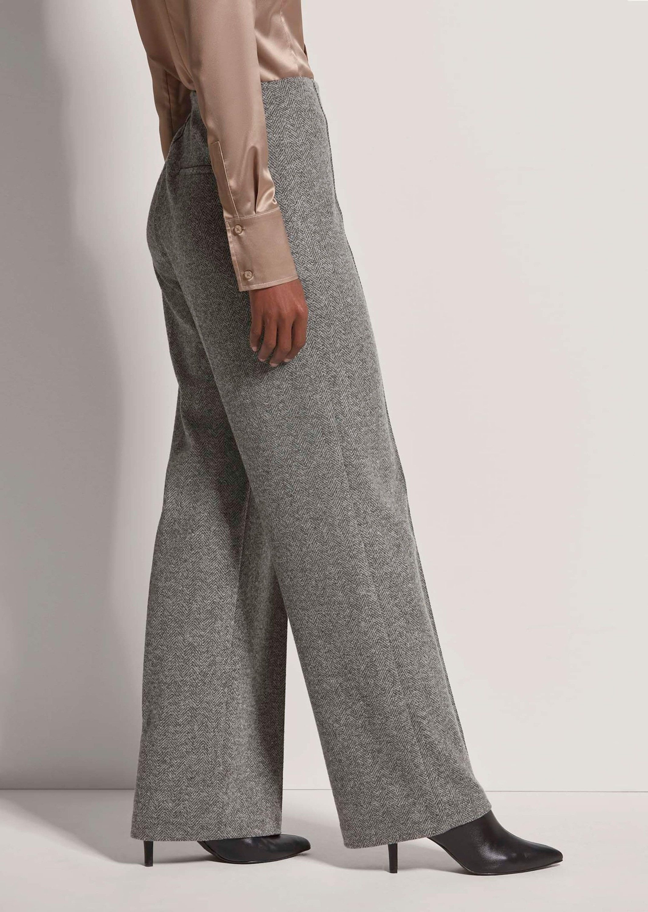 MADELEINE Bügelfaltenhose Palazzohose mit weitem Bein Bundlose Hose mit weiter Beinform, Knopf- und Zippverschluss