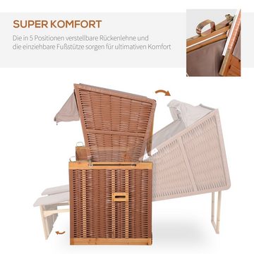 Outsunny Strandkorb Volllieger, BxTxH: 118x190x150 cm, Halblieger, (Volllieger, 10-tlg., Gartenliege), 2-Sitzer, inkl. Klapptisch