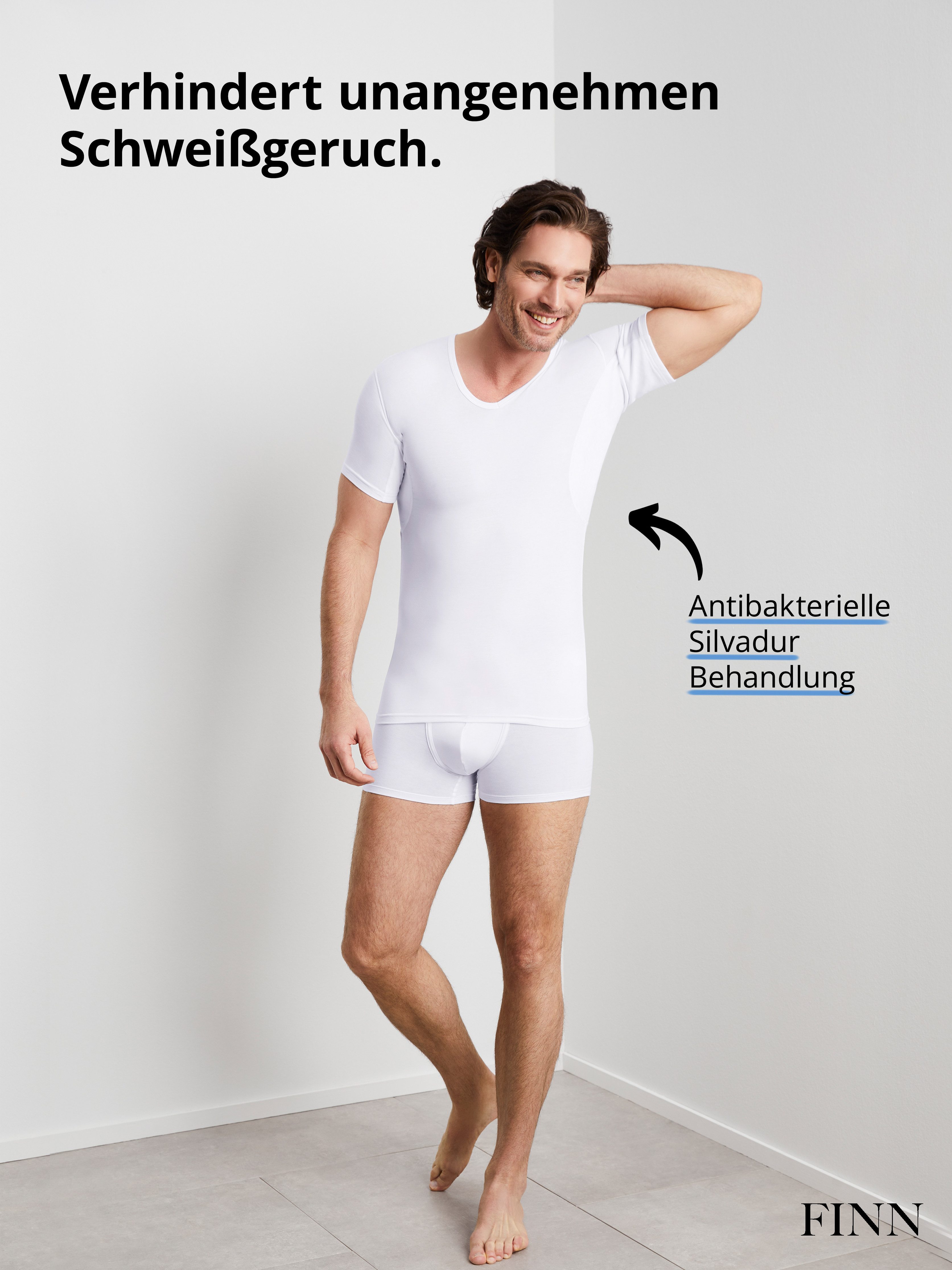 FINN Design Unterhemd Anti-Schweiß Shirt Herren mit Einlage am Rücken und Achselpads Schutz vor Schweißflecken und Schweißgeruch – Bild 5 von 5