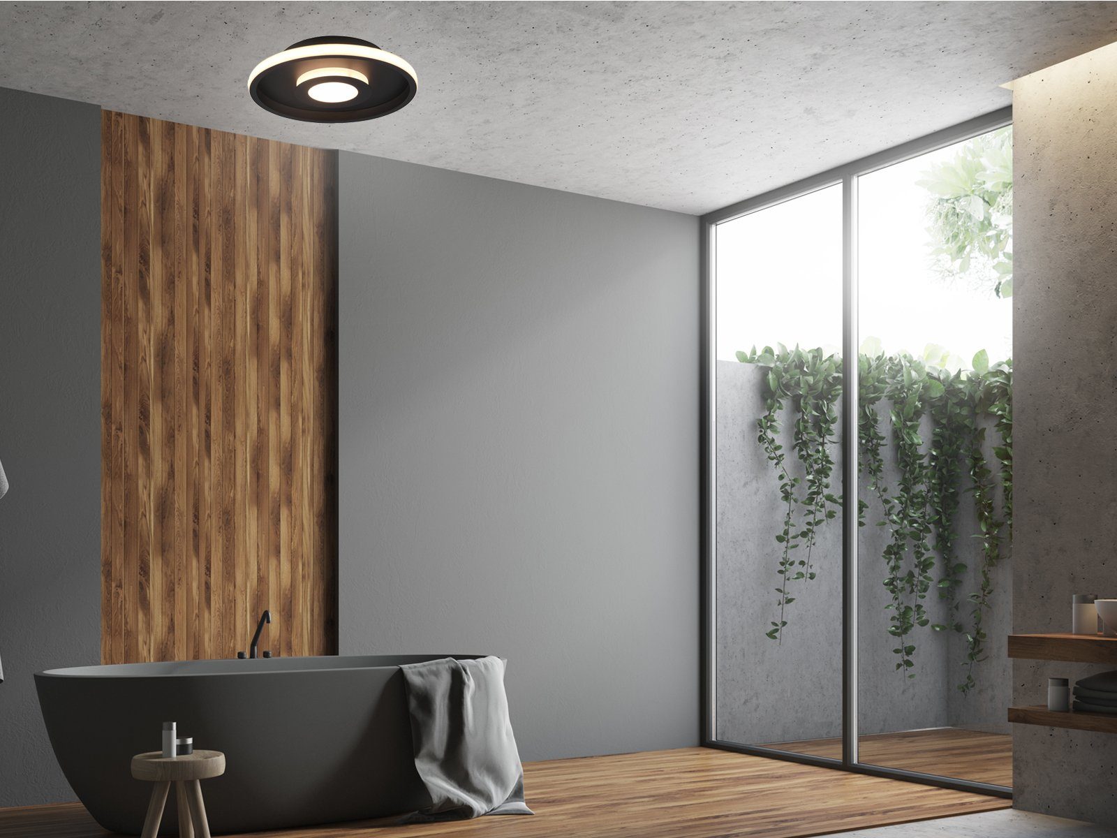 integriert, Weiß Warmweiß, dimmbar matt Ø30cm Schwarz Badezimmer-lampen Set 2er LED Deckenleuchte, flach LED / fest Decke über-n Dimmfunktion, meineWunschleuchte Esstisch,